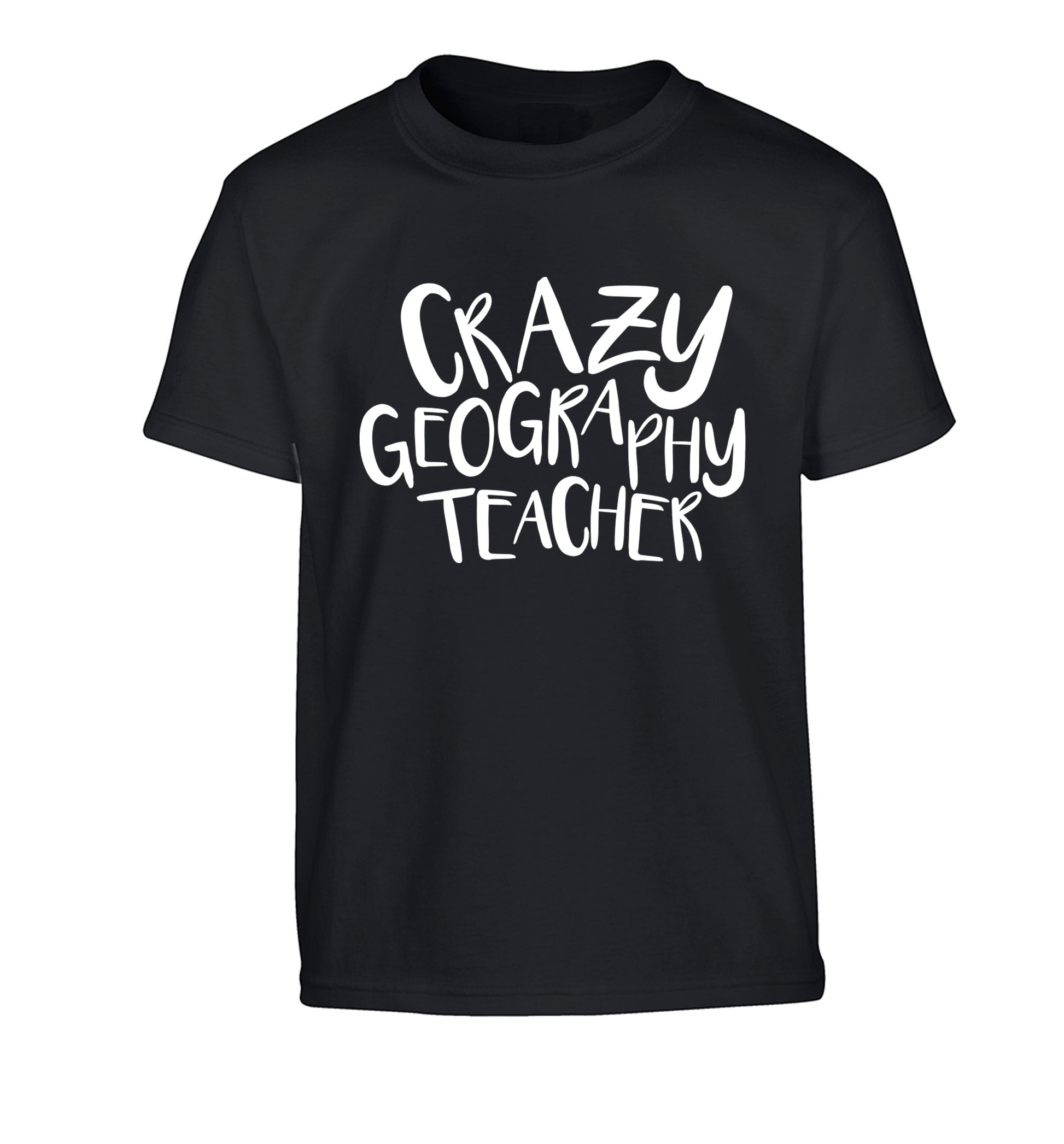 Crazy geography teacher Children's black Tshirt 12-13 Years