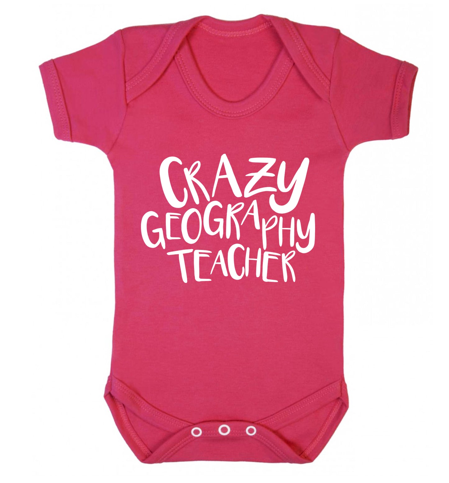 Crazy geography teacher Baby Vest dark pink 18-24 months