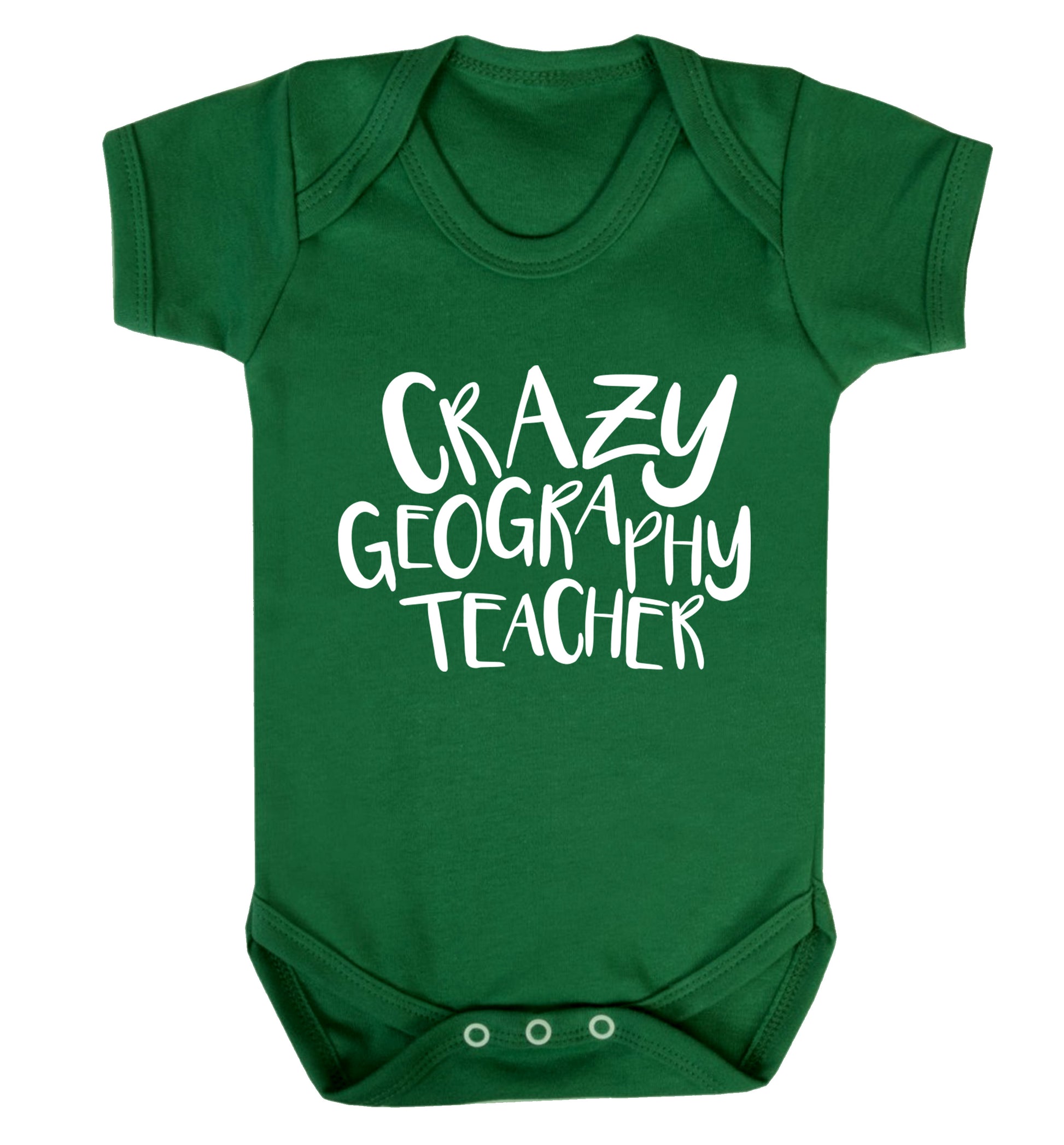 Crazy geography teacher Baby Vest green 18-24 months