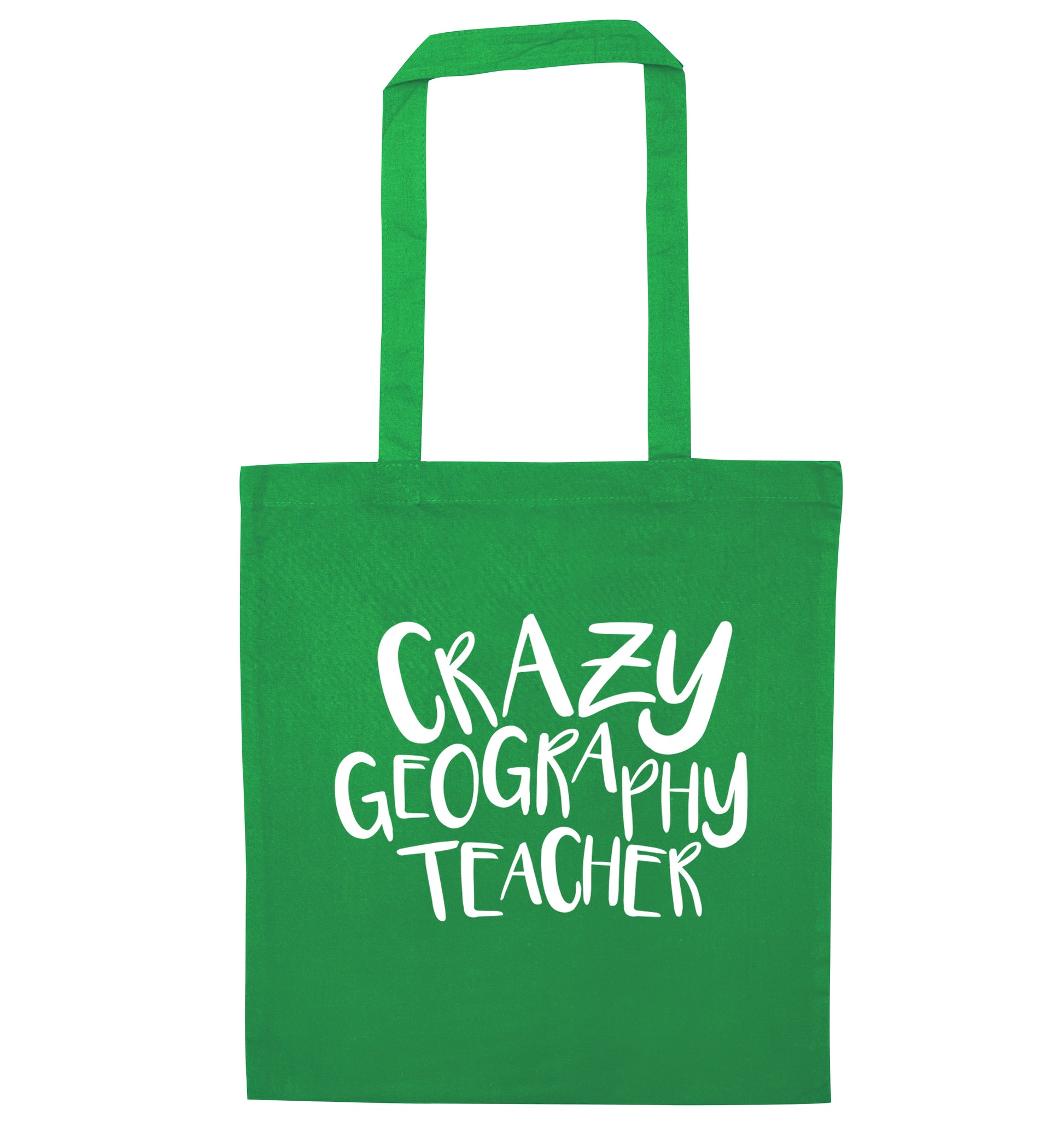 Crazy geography teacher green tote bag