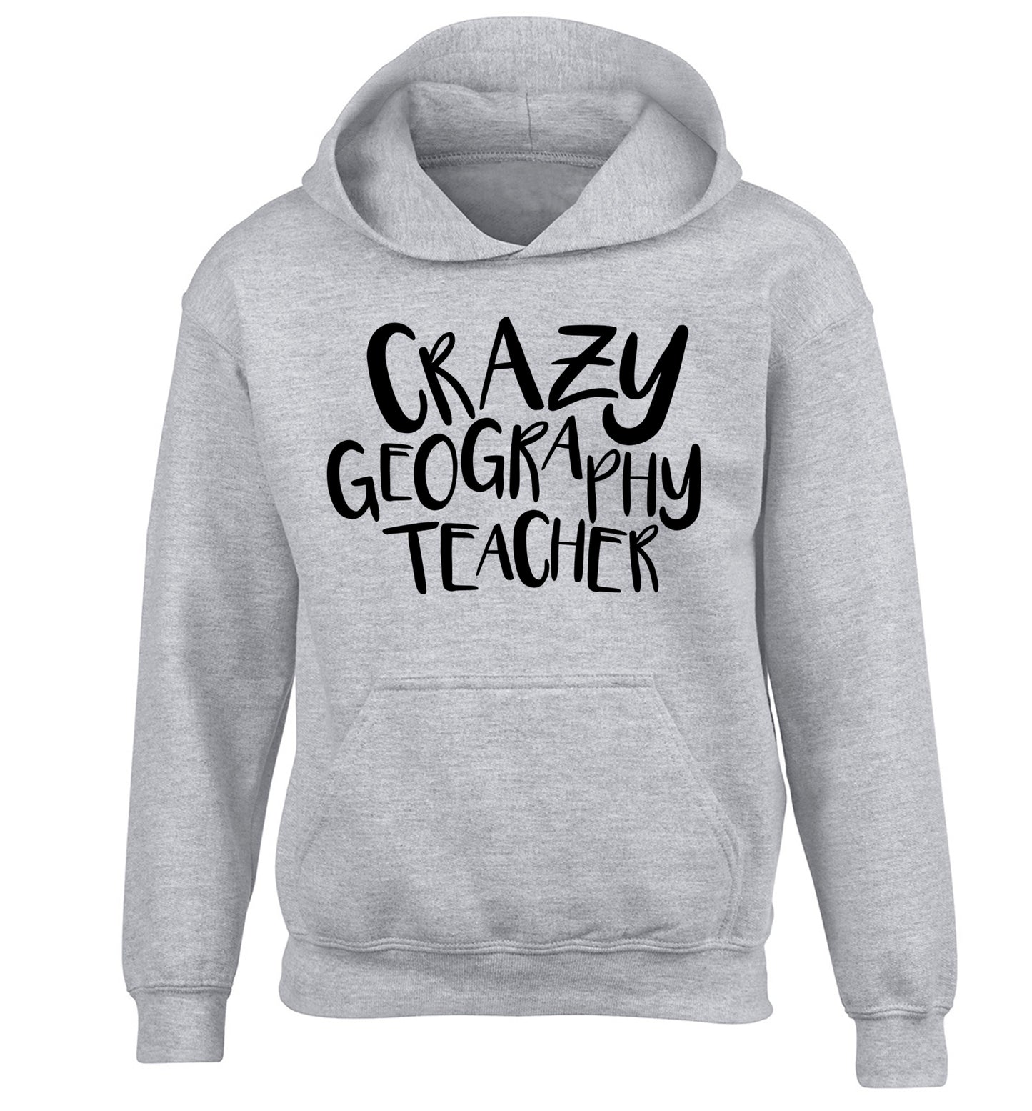 Crazy geography teacher children's grey hoodie 12-13 Years