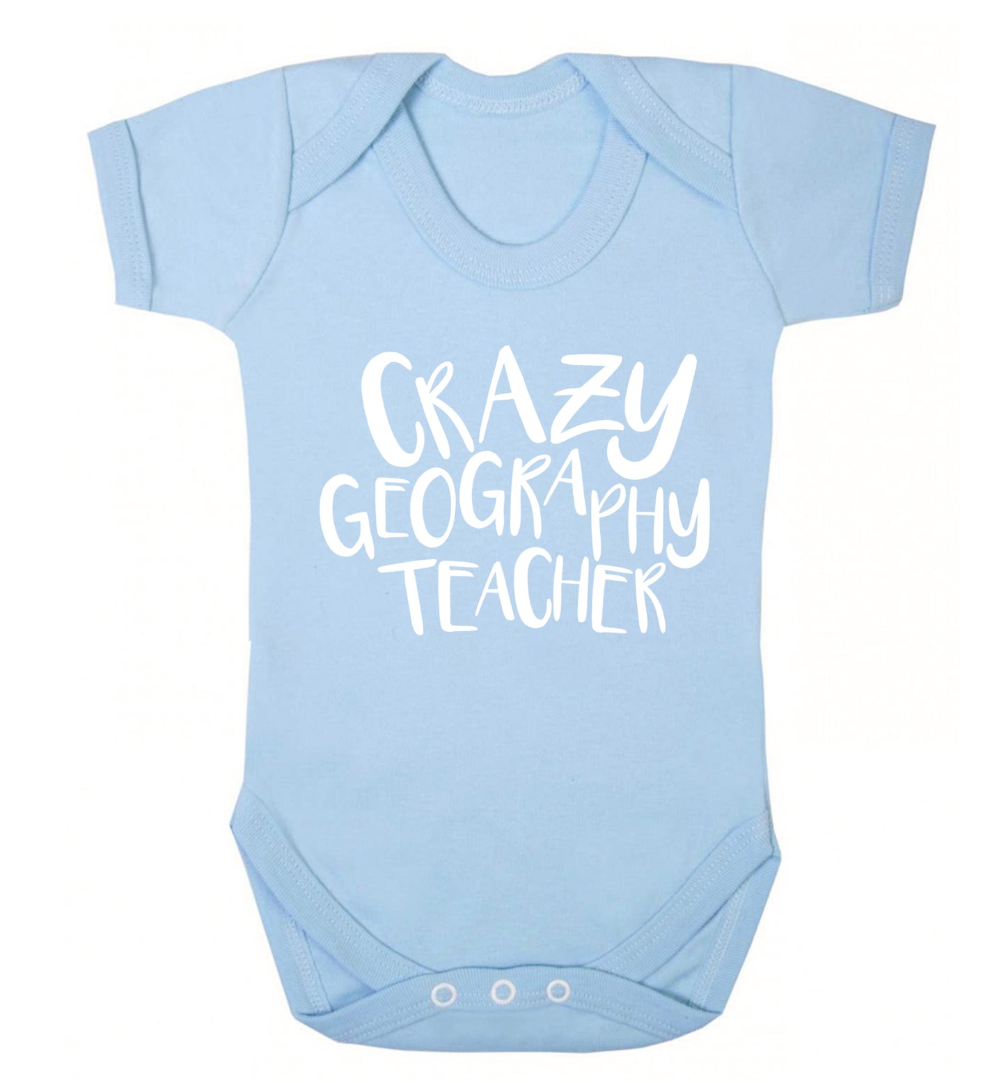 Crazy geography teacher Baby Vest pale blue 18-24 months