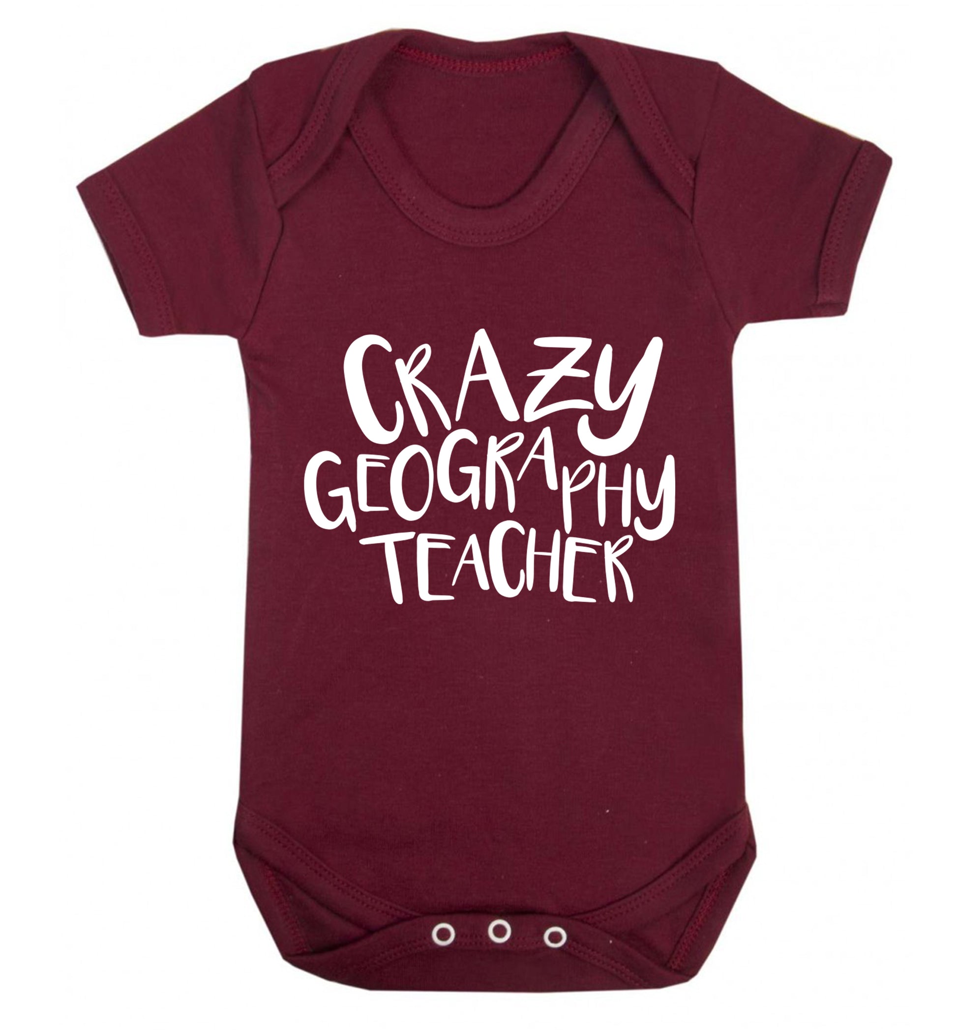 Crazy geography teacher Baby Vest maroon 18-24 months