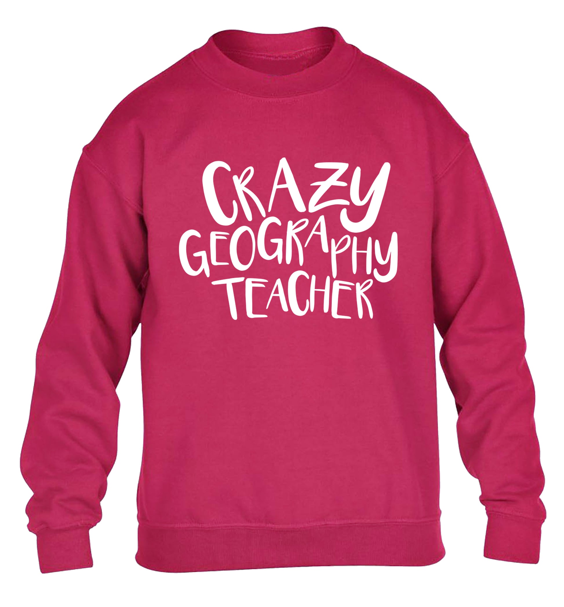 Crazy geography teacher children's pink sweater 12-13 Years