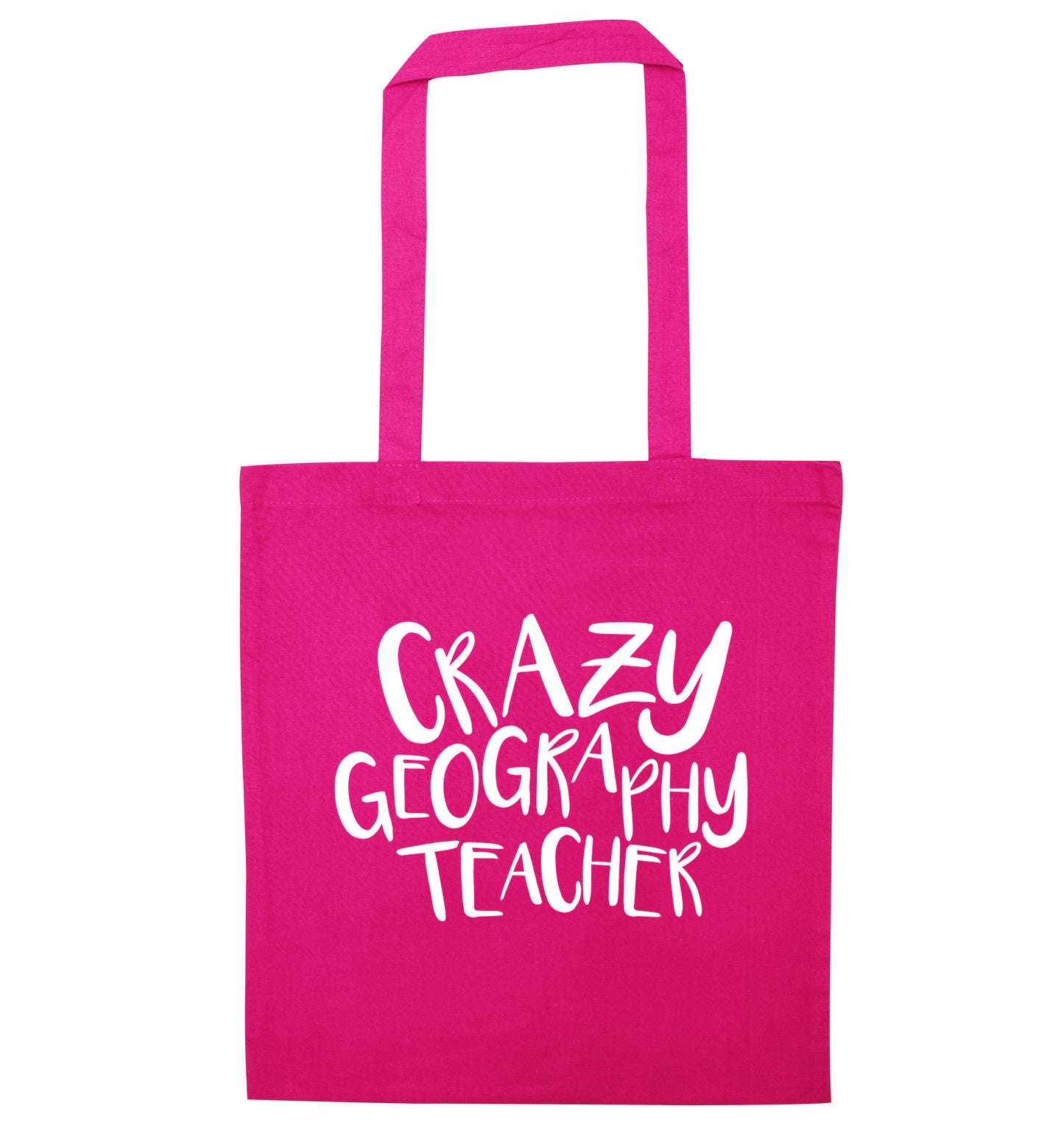 Crazy geography teacher pink tote bag