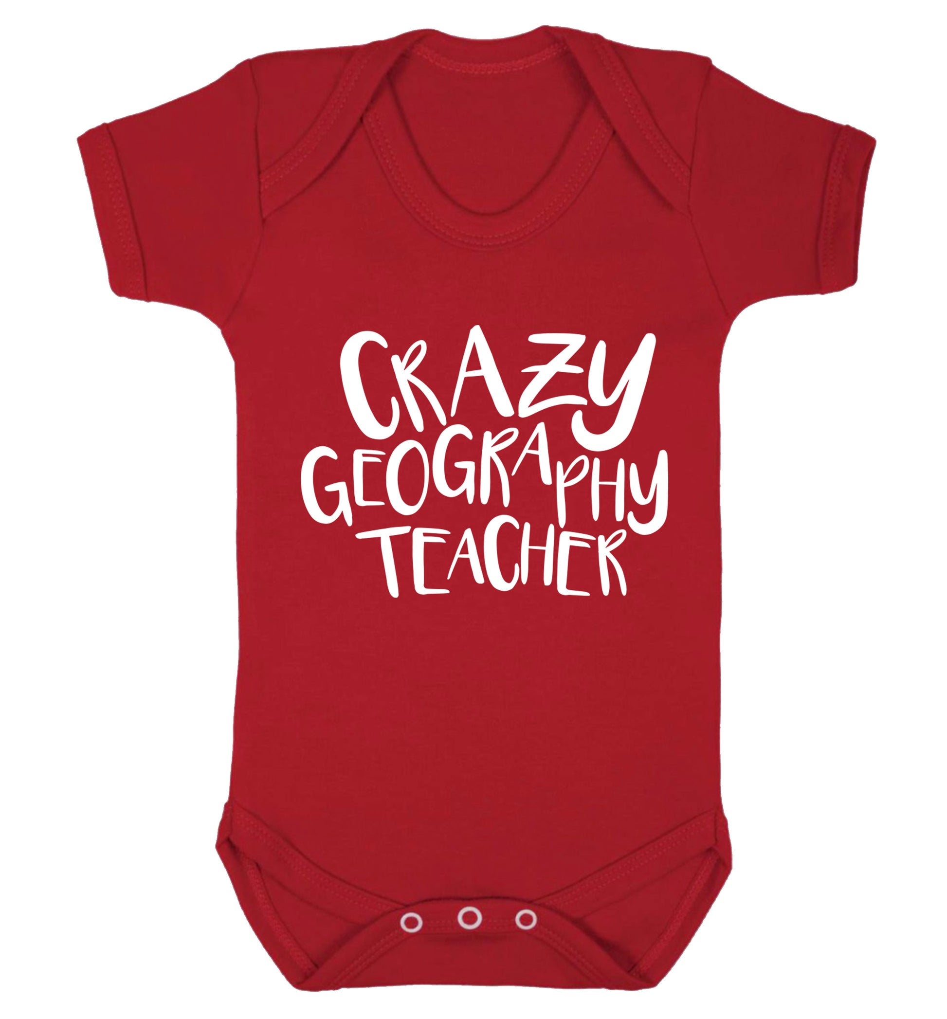 Crazy geography teacher Baby Vest red 18-24 months