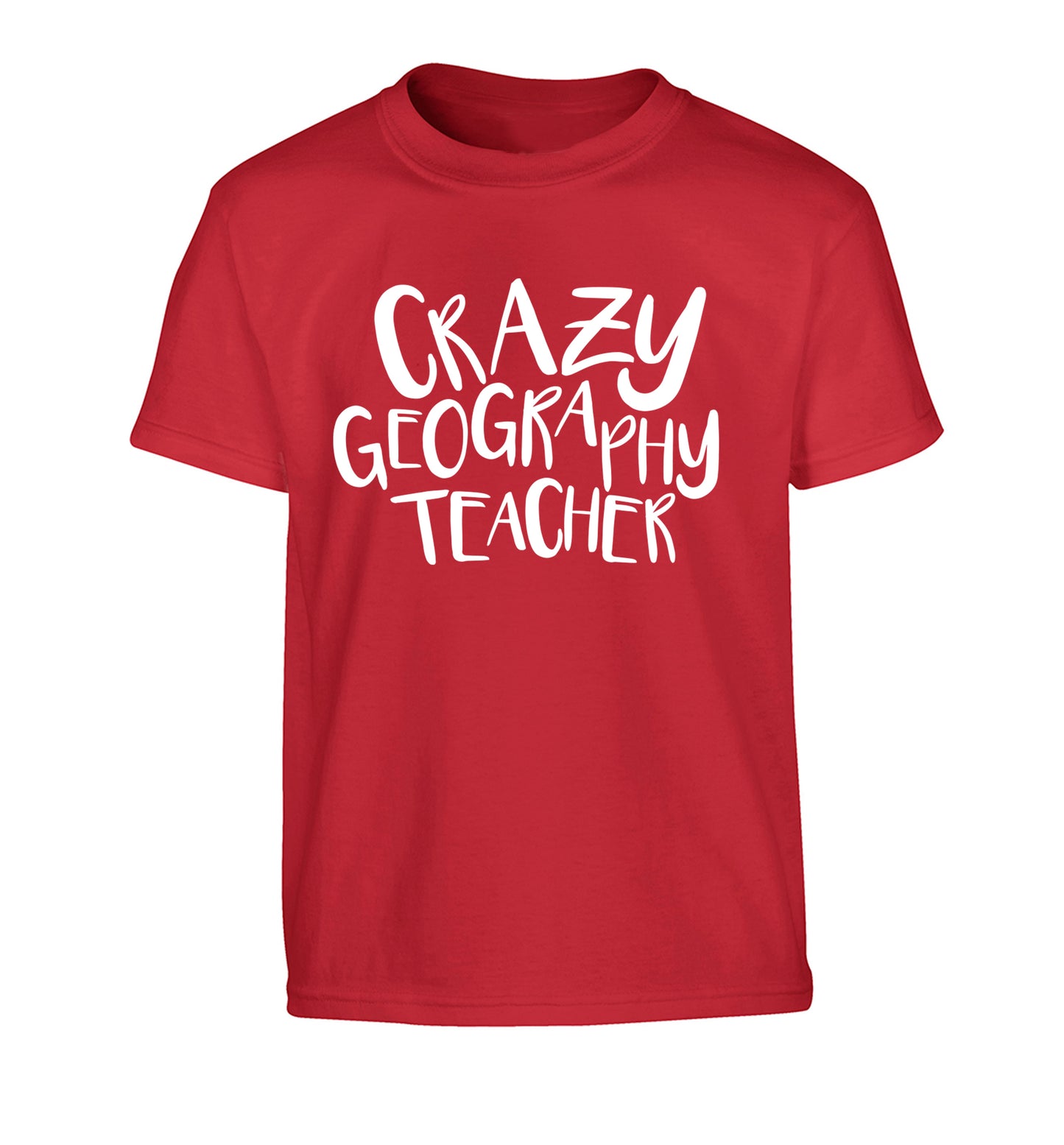 Crazy geography teacher Children's red Tshirt 12-13 Years