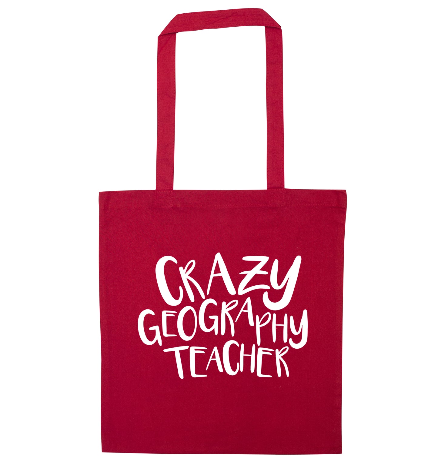 Crazy geography teacher red tote bag