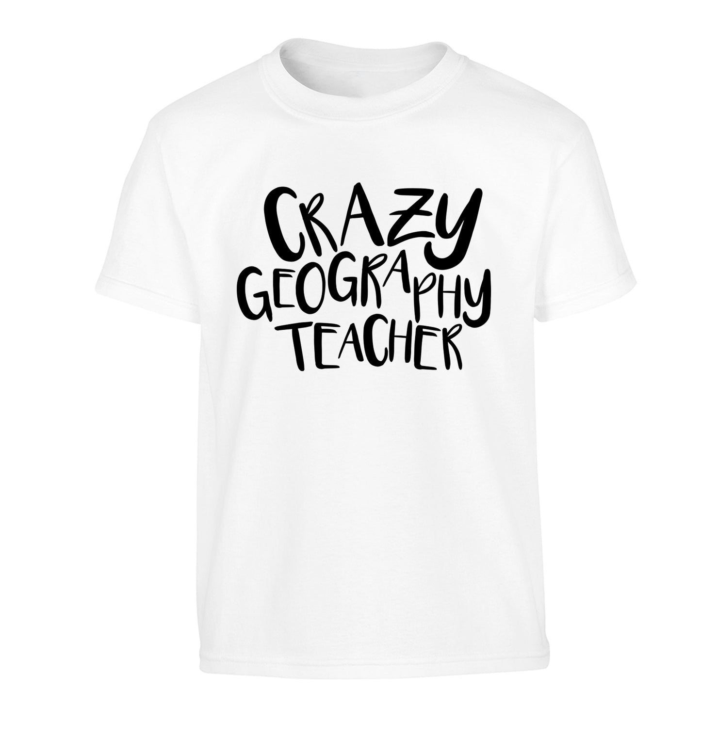 Crazy geography teacher Children's white Tshirt 12-13 Years