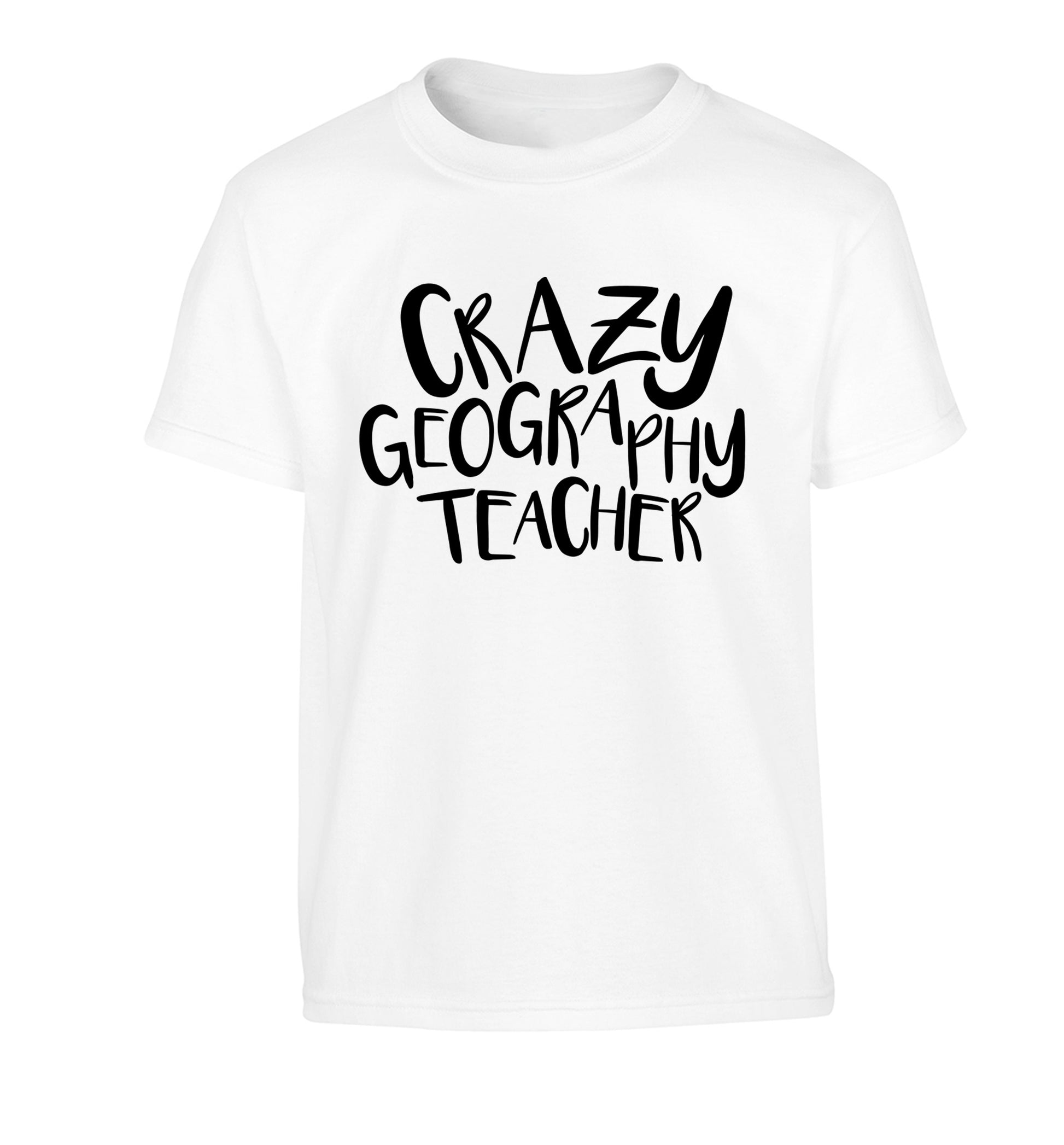 Crazy geography teacher Children's white Tshirt 12-13 Years