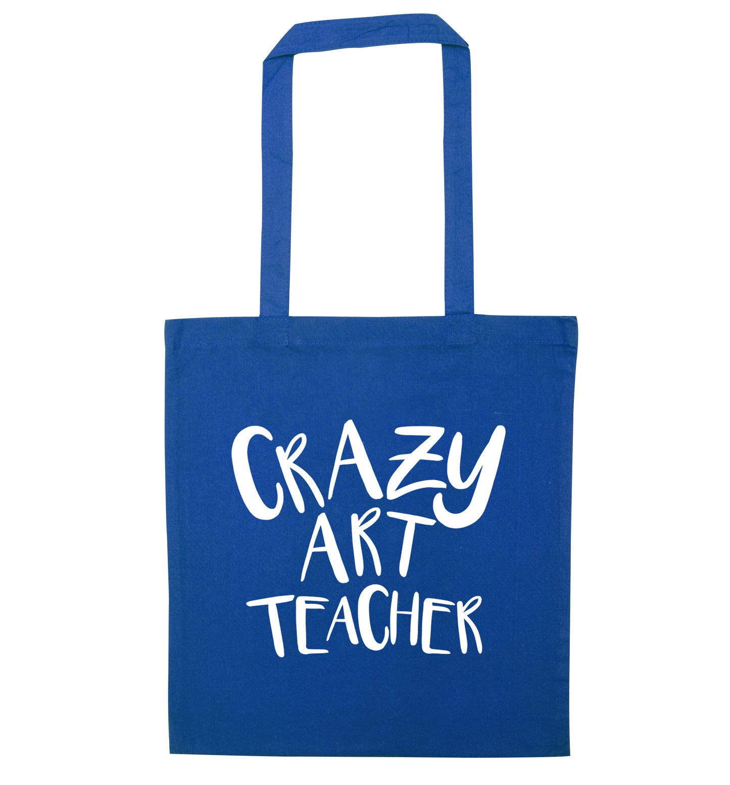 Crazy art teacher blue tote bag