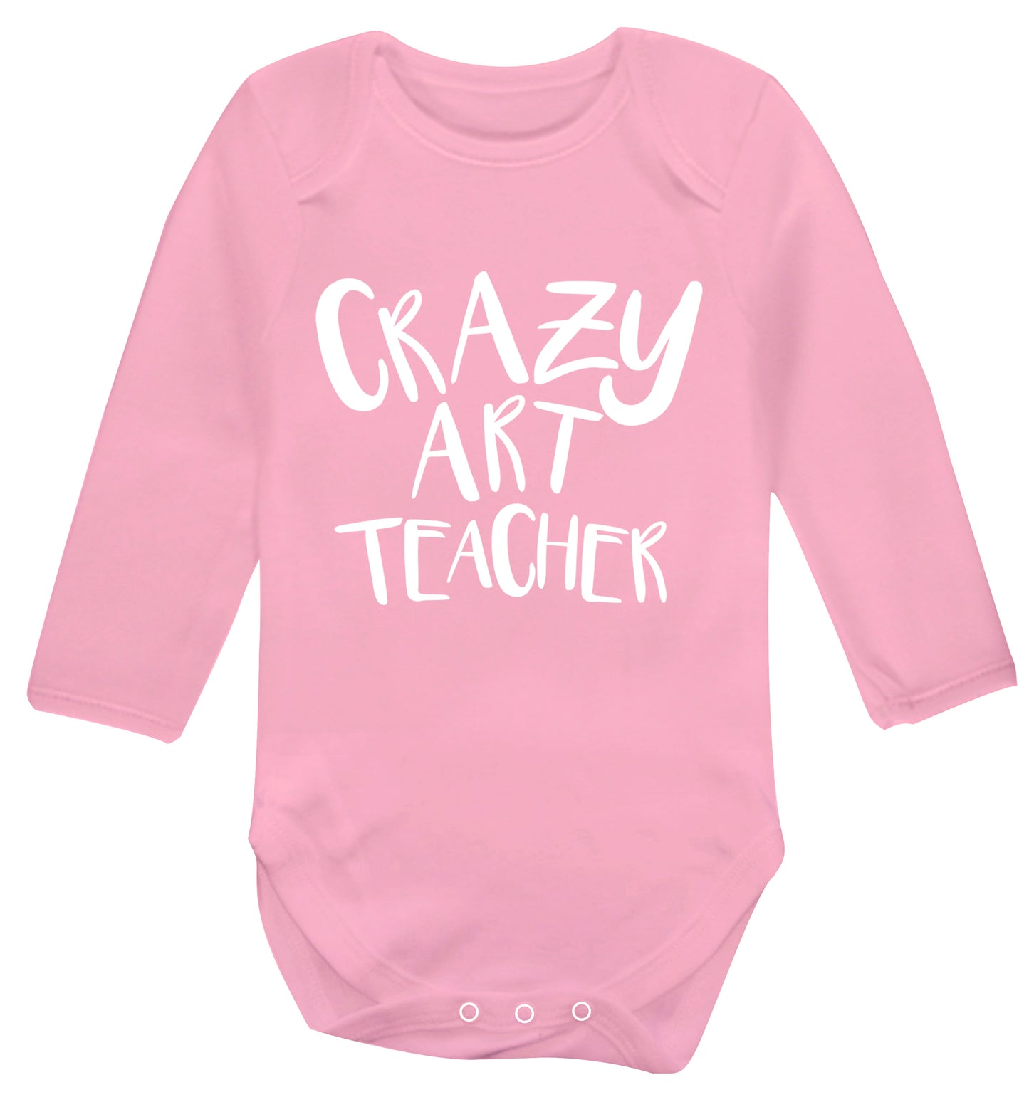 Crazy art teacher Baby Vest long sleeved pale pink 6-12 months