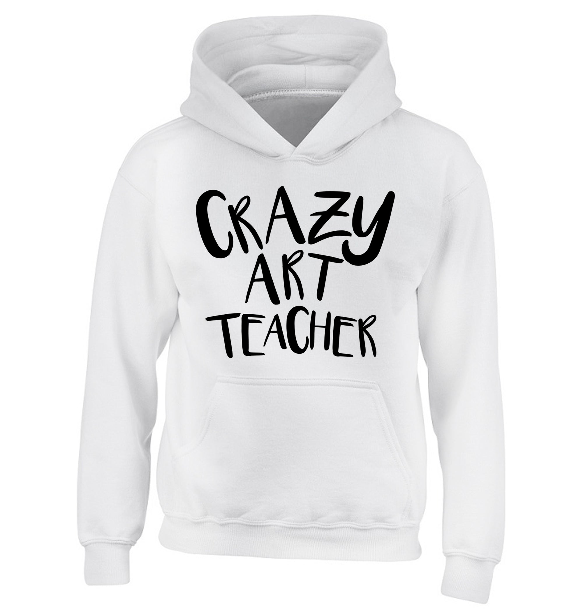 Crazy art teacher children's white hoodie 12-13 Years