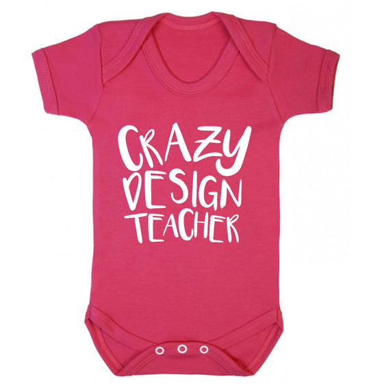 Crazy design teacher Baby Vest dark pink 18-24 months