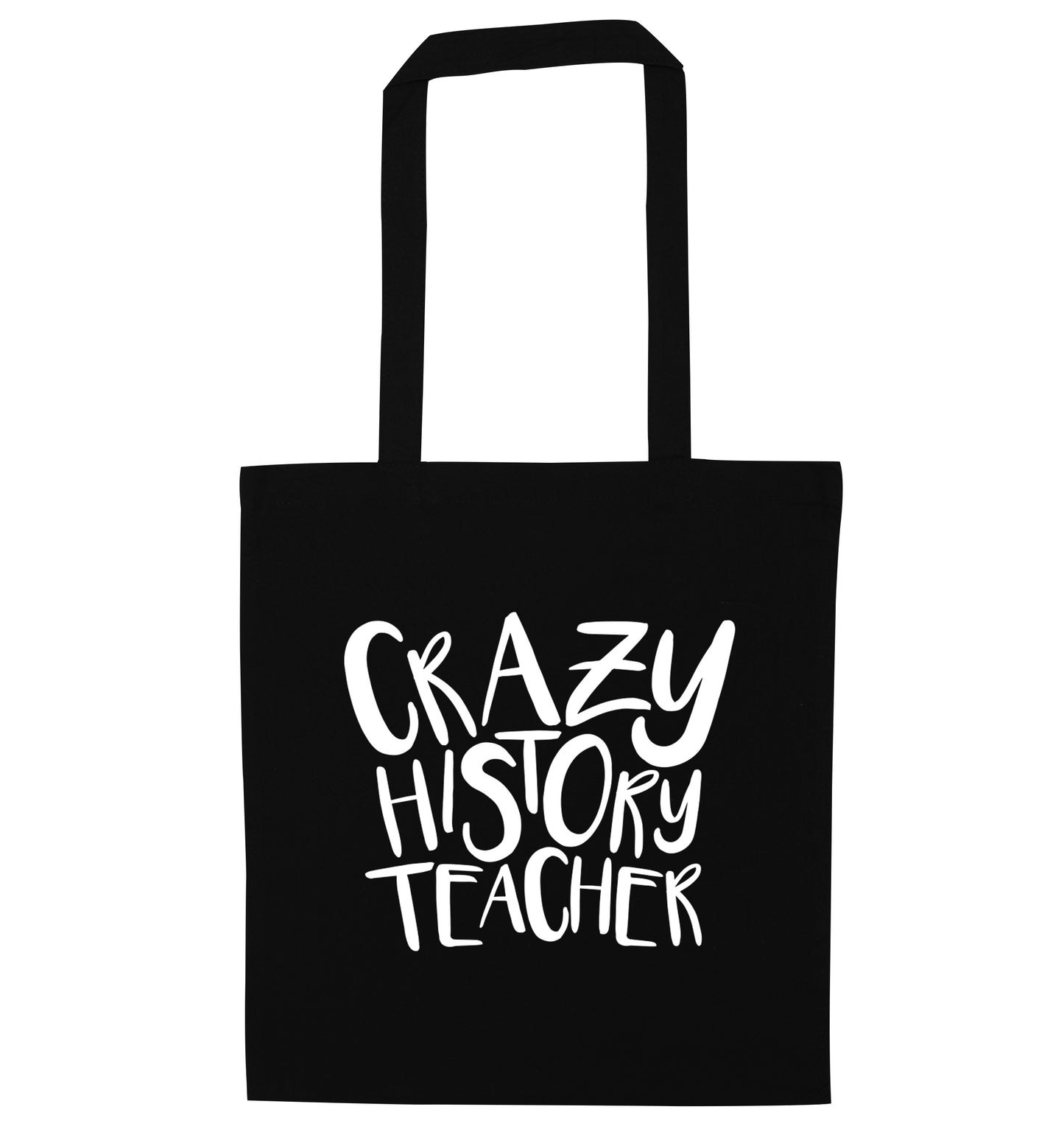 Crazy history teacher black tote bag