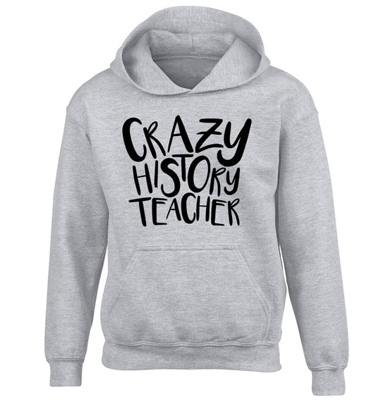 Crazy history teacher children's grey hoodie 12-13 Years