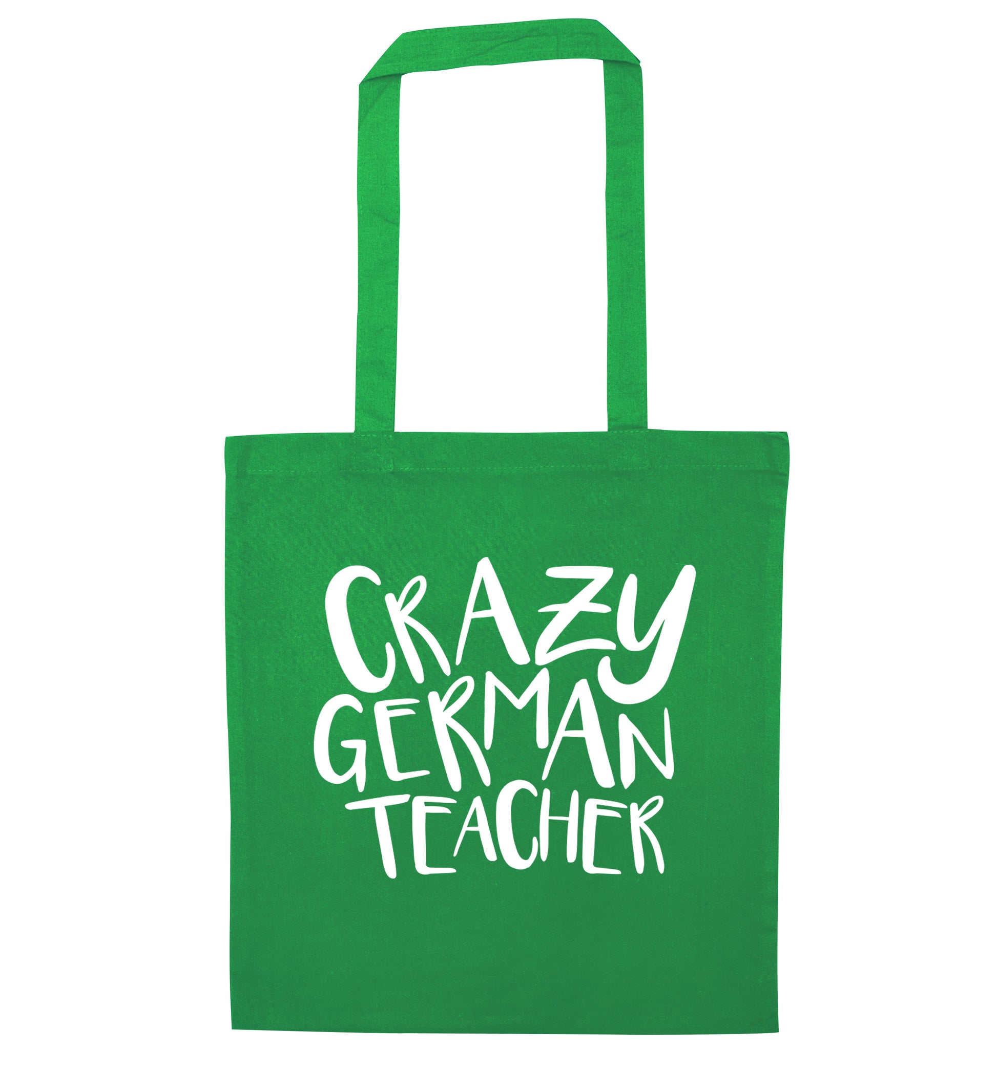 Crazy german teacher green tote bag