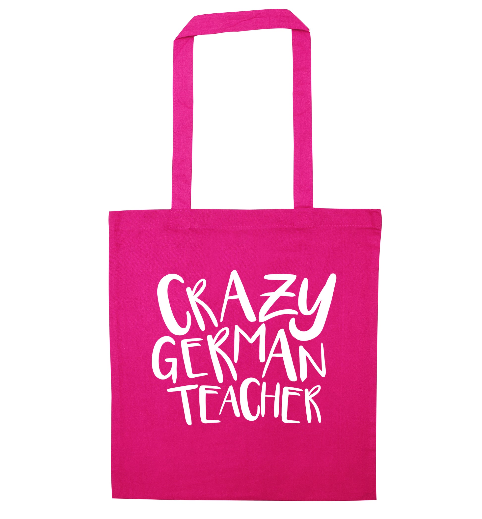 Crazy german teacher pink tote bag