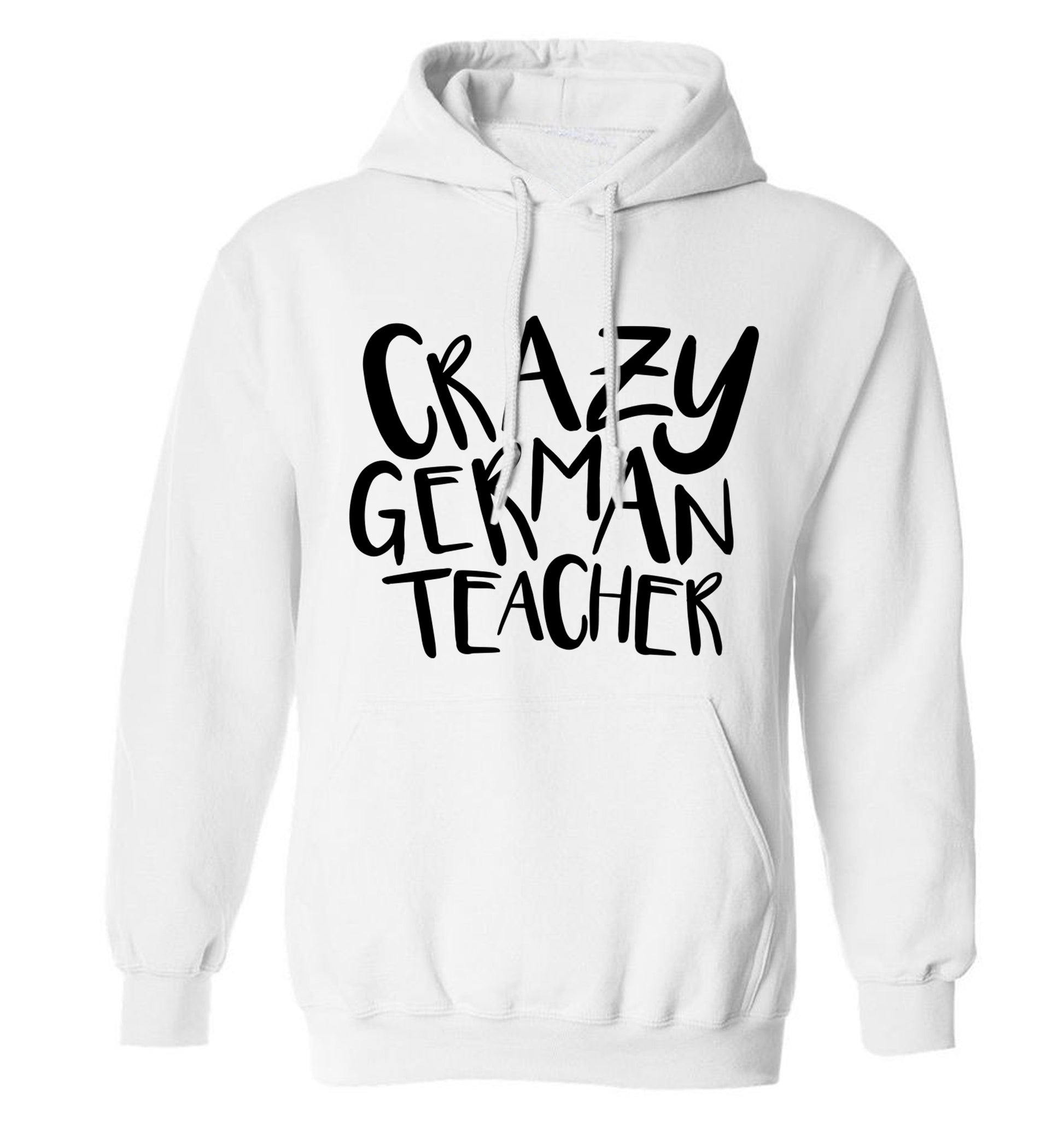 Crazy german teacher adults unisex white hoodie 2XL