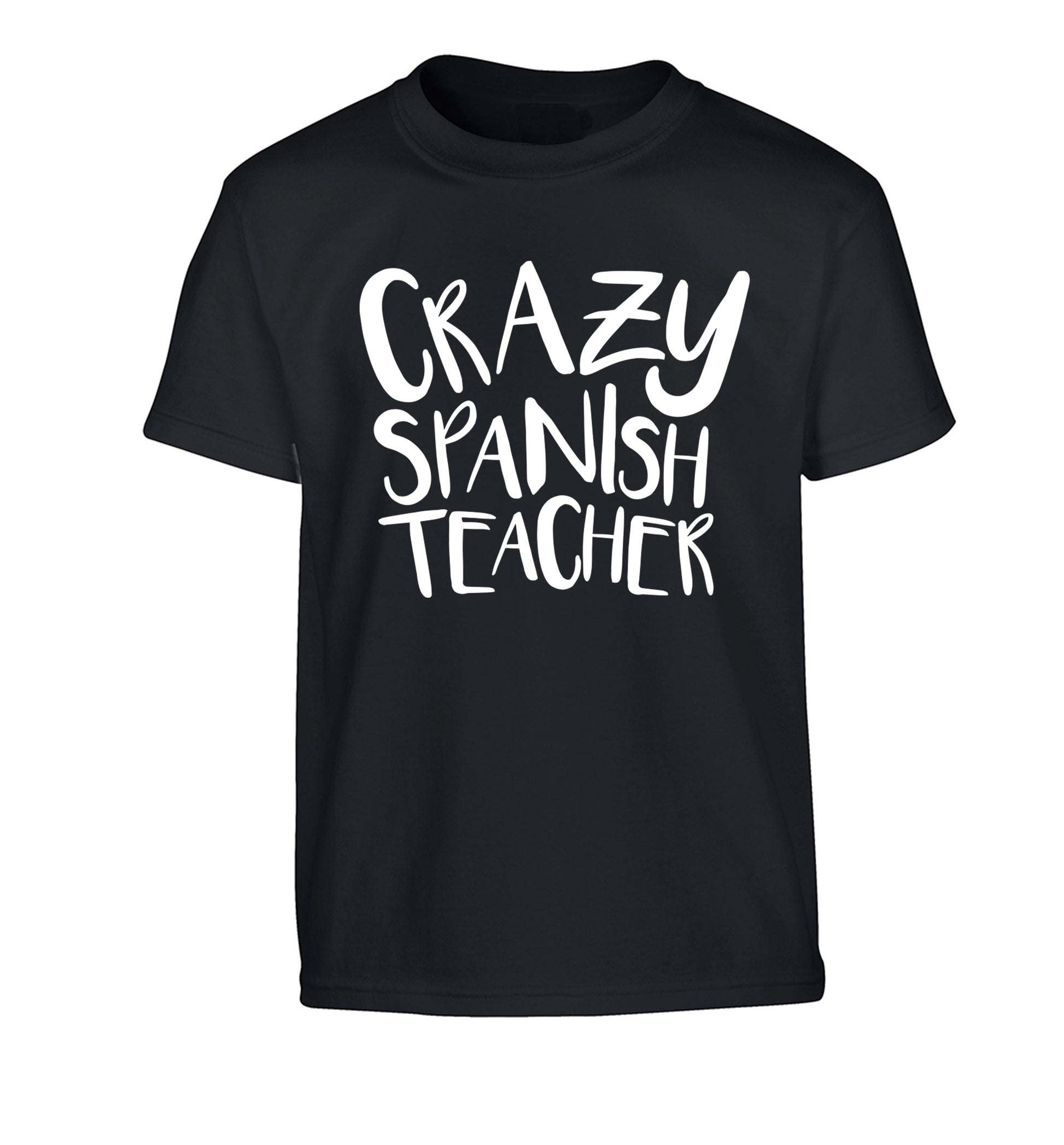 Crazy spanish teacher Children's black Tshirt 12-13 Years