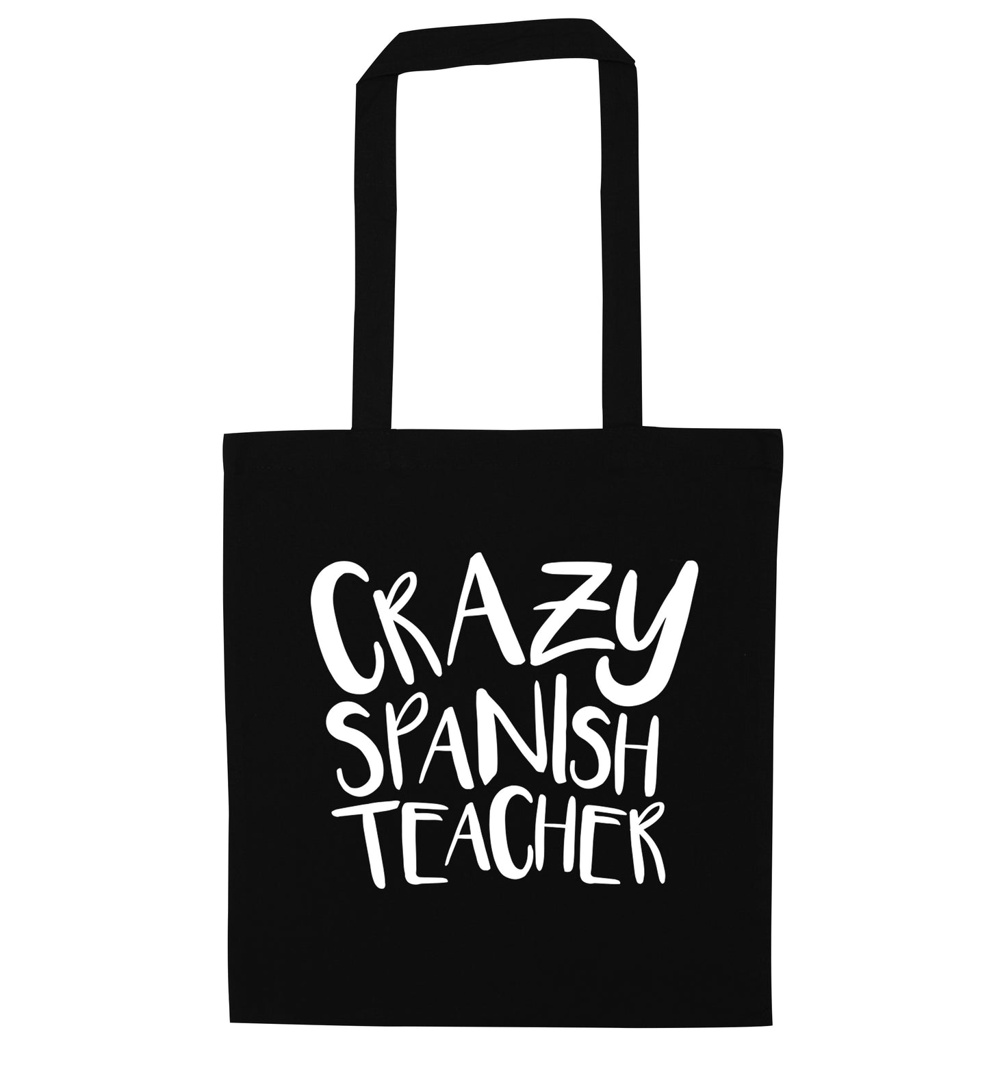 Crazy spanish teacher black tote bag