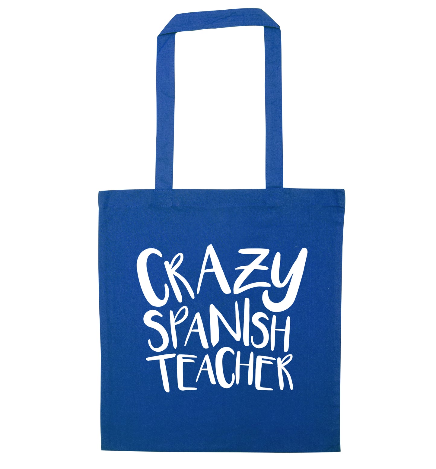 Crazy spanish teacher blue tote bag