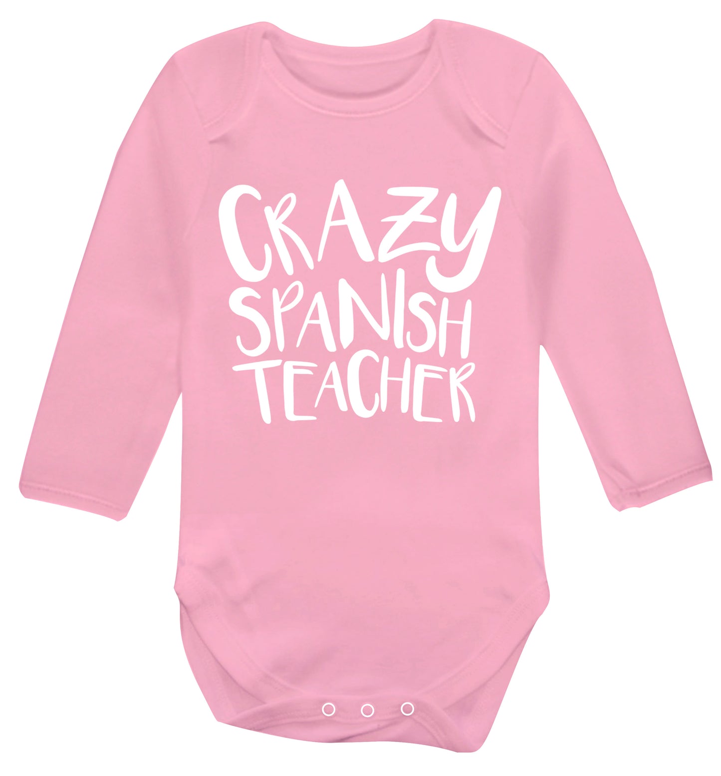 Crazy spanish teacher Baby Vest long sleeved pale pink 6-12 months