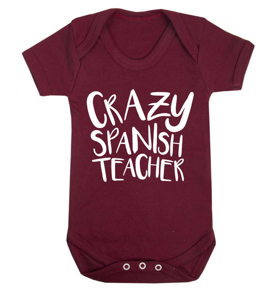 Crazy spanish teacher Baby Vest maroon 18-24 months