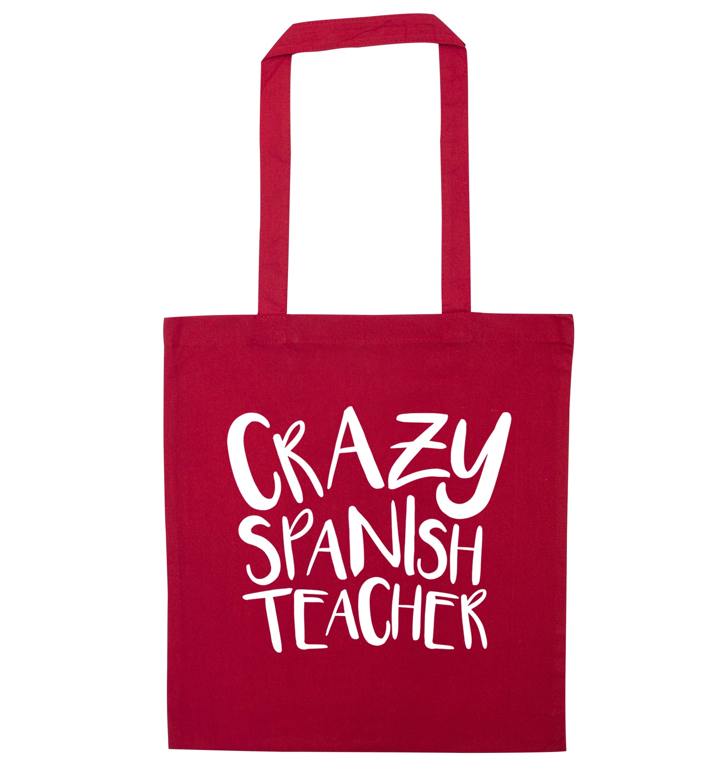 Crazy spanish teacher red tote bag