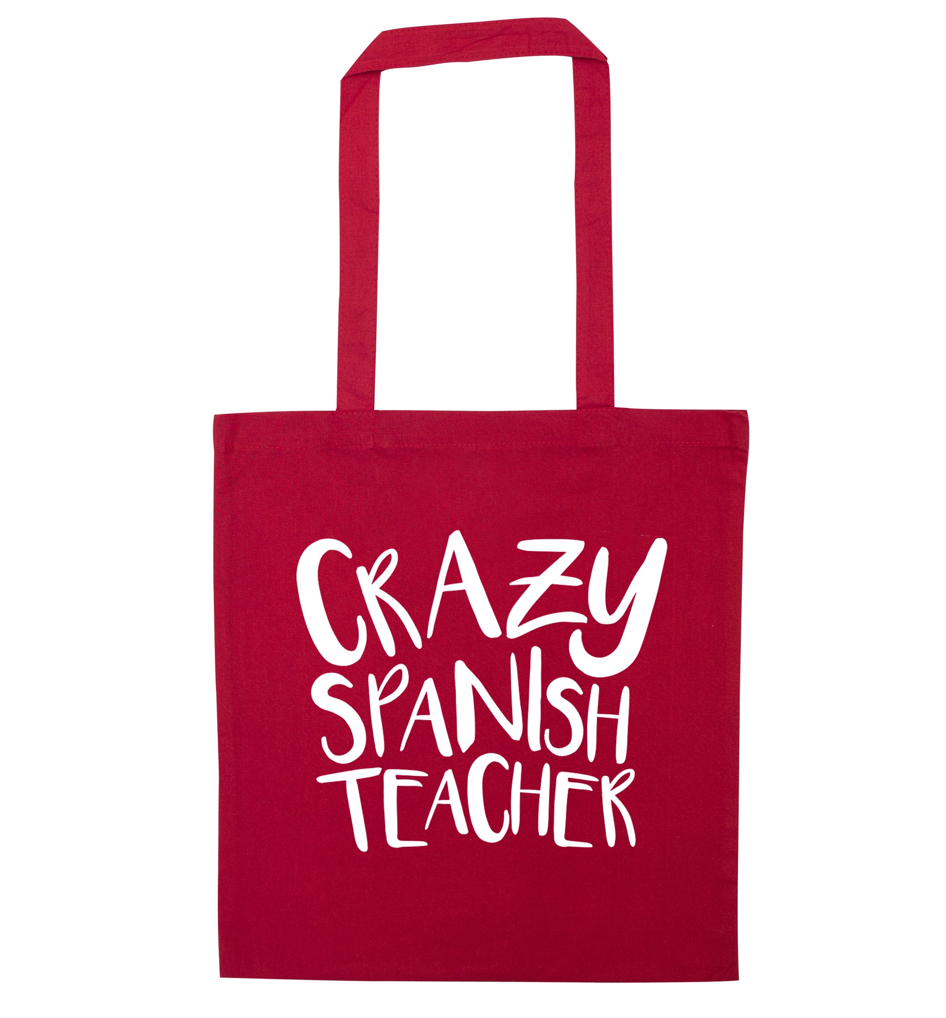 Crazy spanish teacher red tote bag