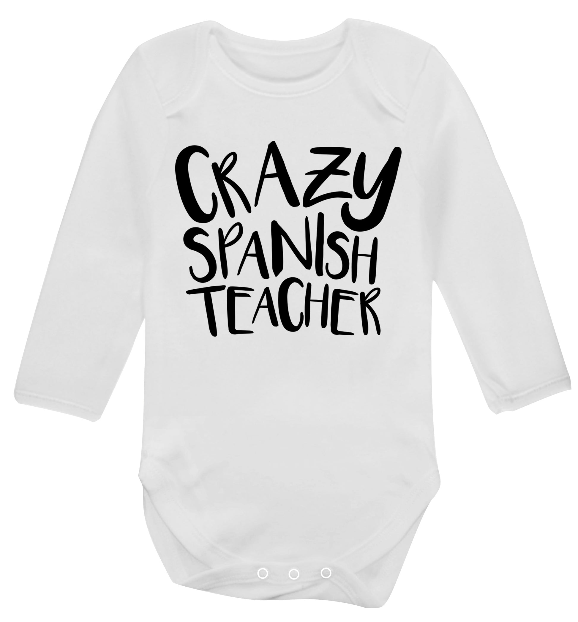 Crazy spanish teacher Baby Vest long sleeved white 6-12 months