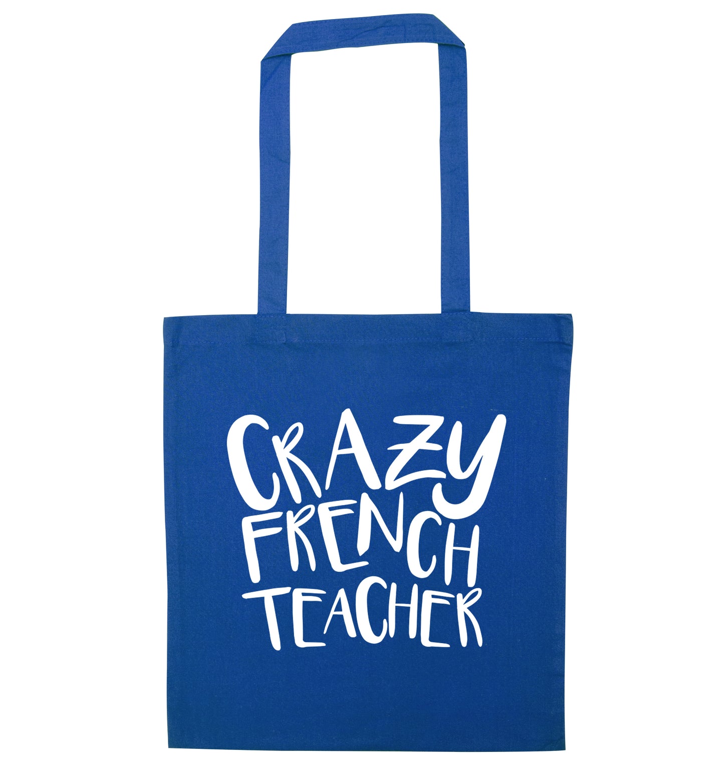 Crazy french teacher blue tote bag