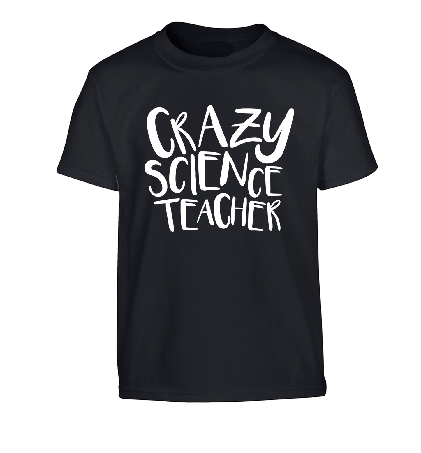 Crazy science teacher Children's black Tshirt 12-13 Years