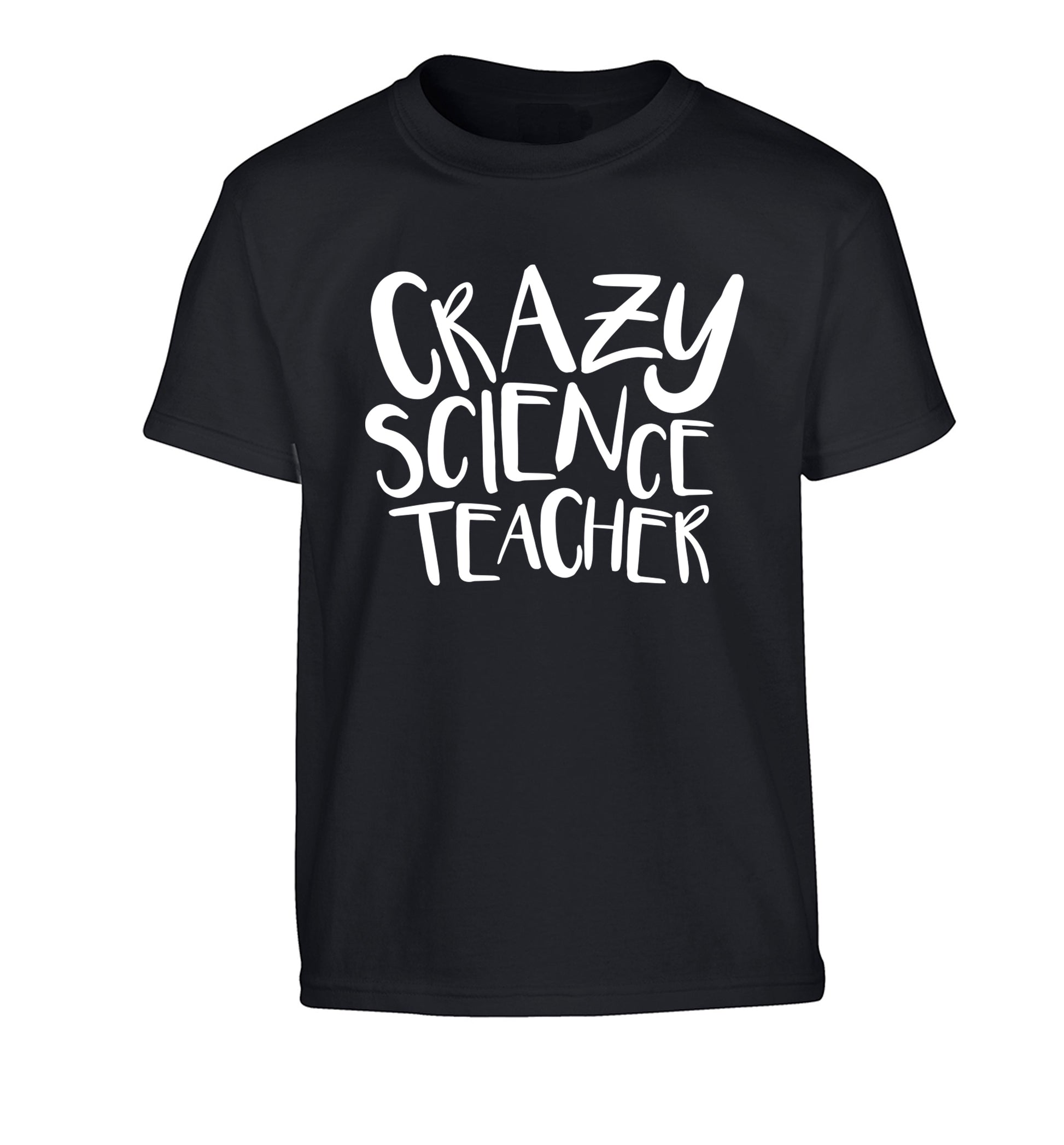 Crazy science teacher Children's black Tshirt 12-13 Years