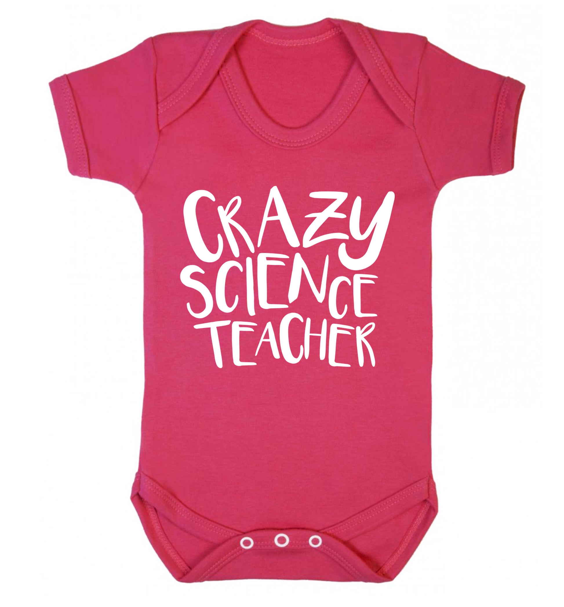 Crazy science teacher Baby Vest dark pink 18-24 months