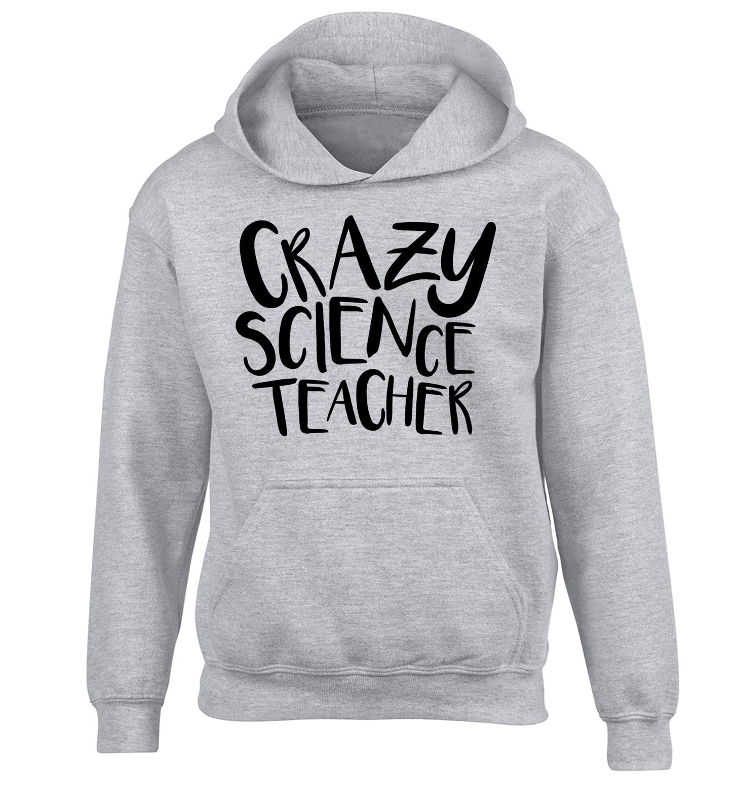 Crazy science teacher children's grey hoodie 12-13 Years
