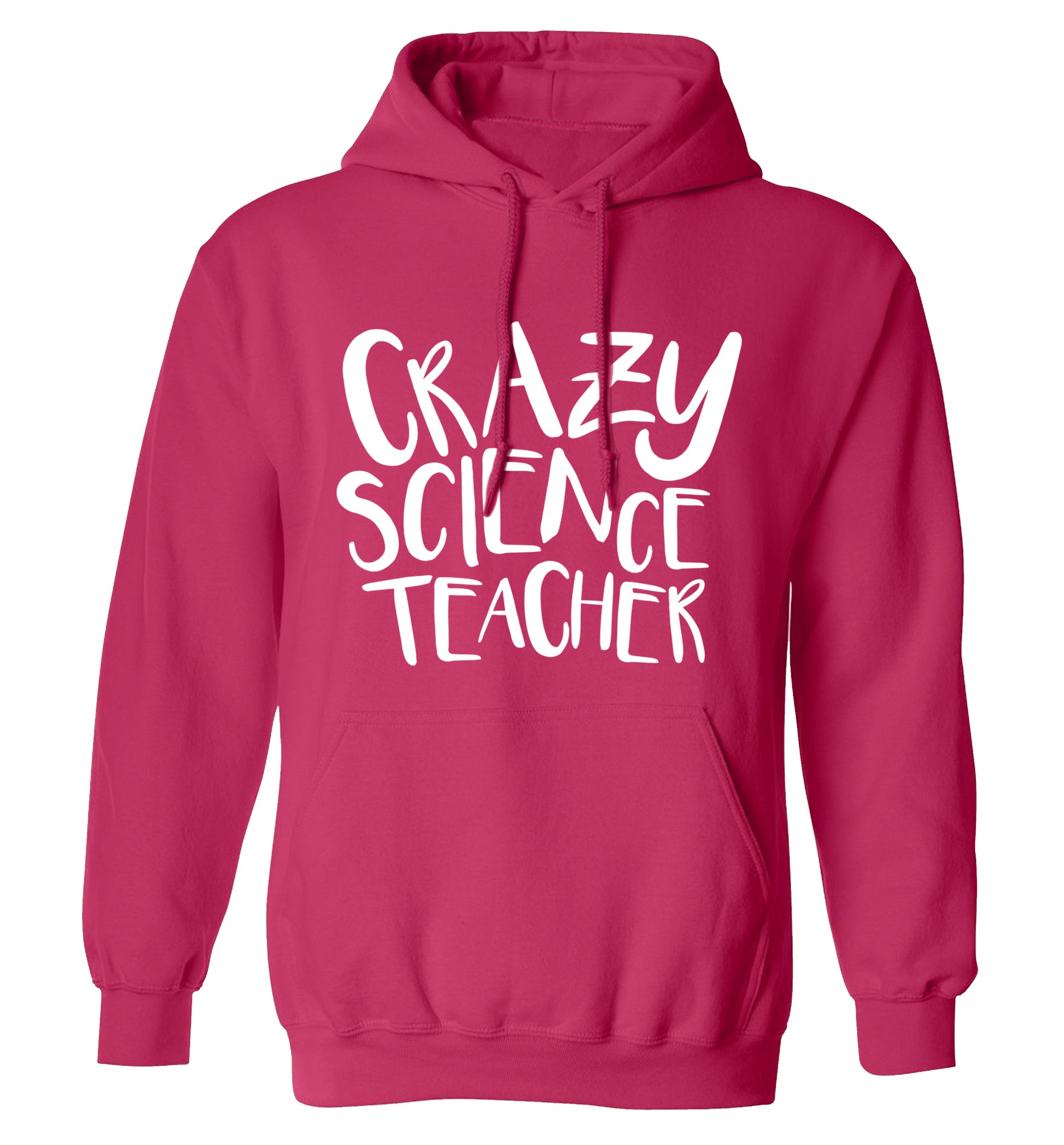 Crazy science teacher adults unisex pink hoodie 2XL