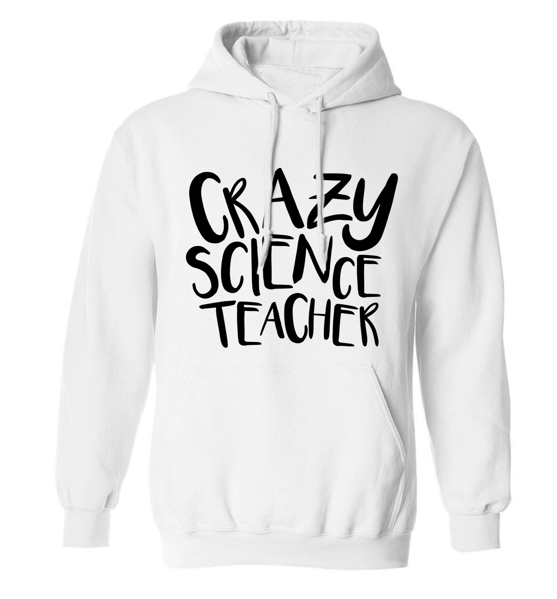 Crazy science teacher adults unisex white hoodie 2XL