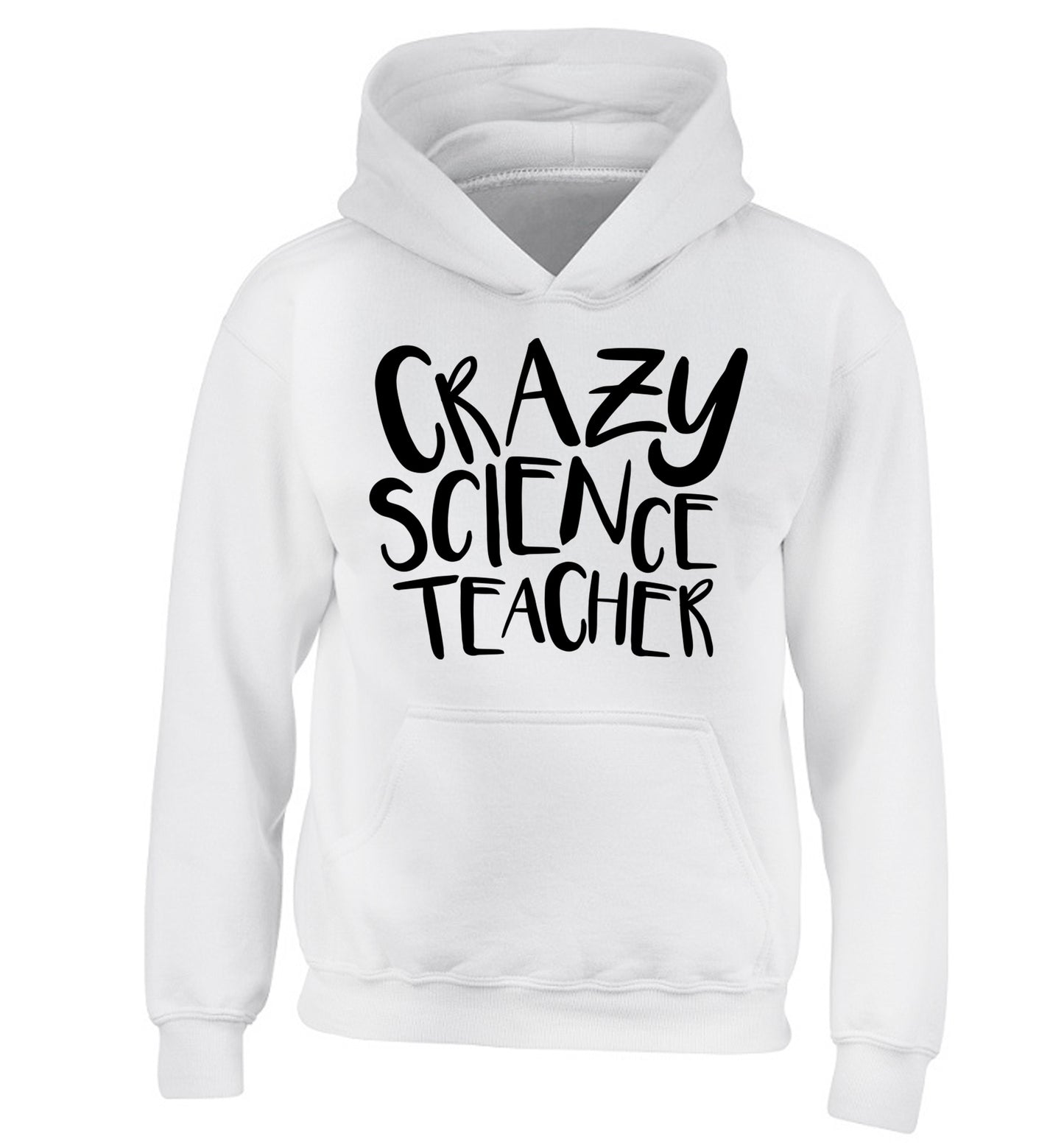 Crazy science teacher children's white hoodie 12-13 Years
