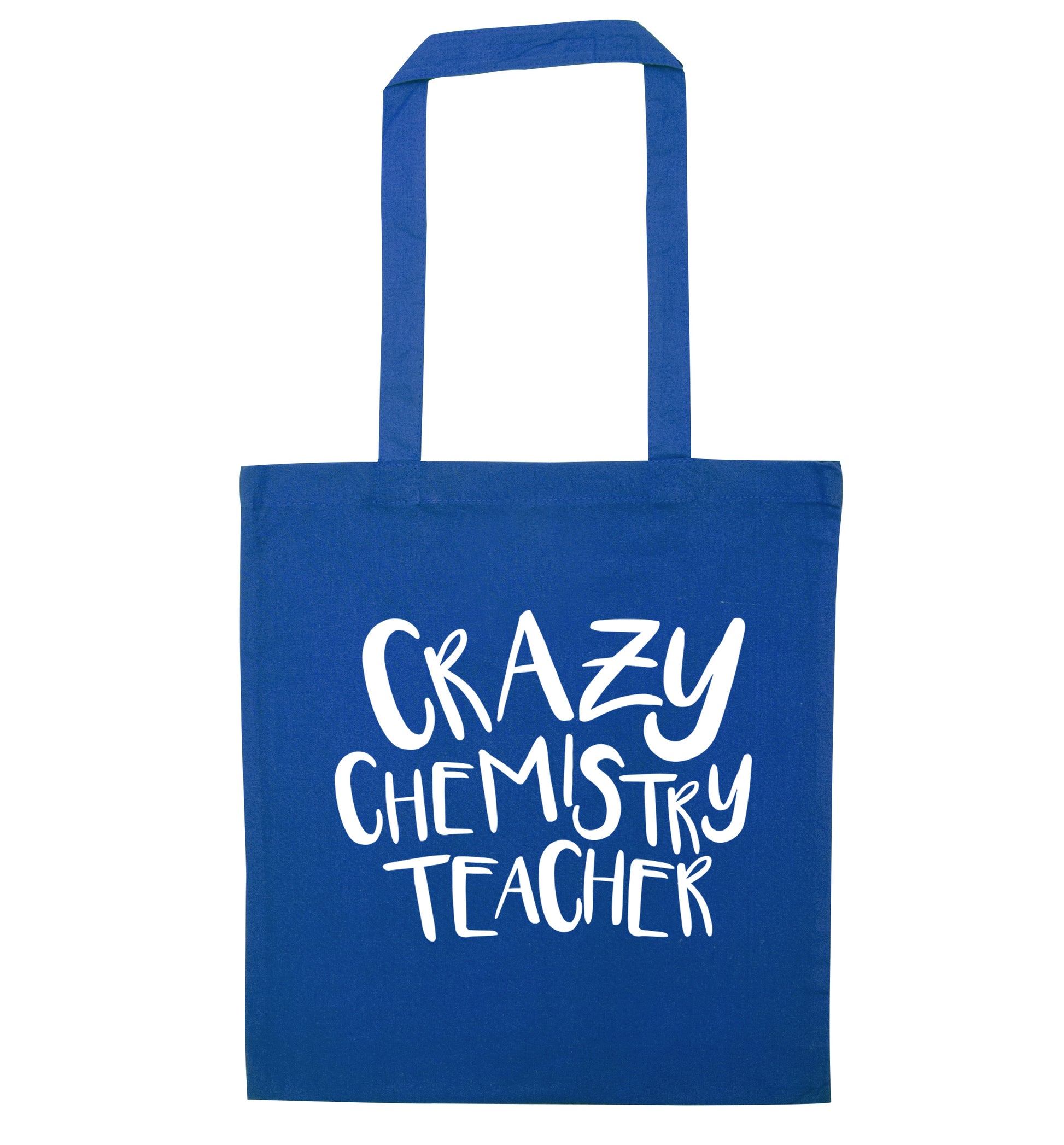 Crazy chemistry teacher blue tote bag