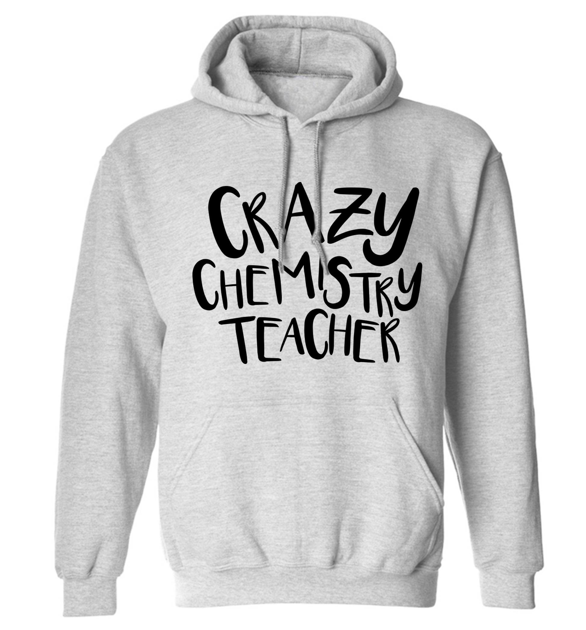 Crazy chemistry teacher adults unisex grey hoodie 2XL