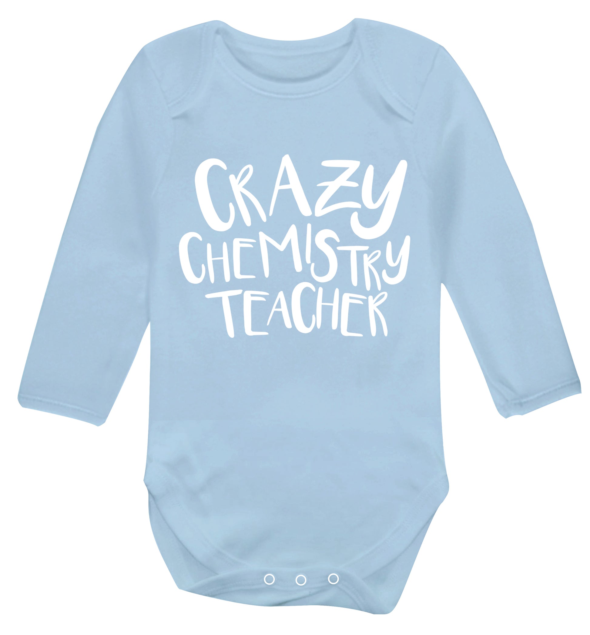 Crazy chemistry teacher Baby Vest long sleeved pale blue 6-12 months