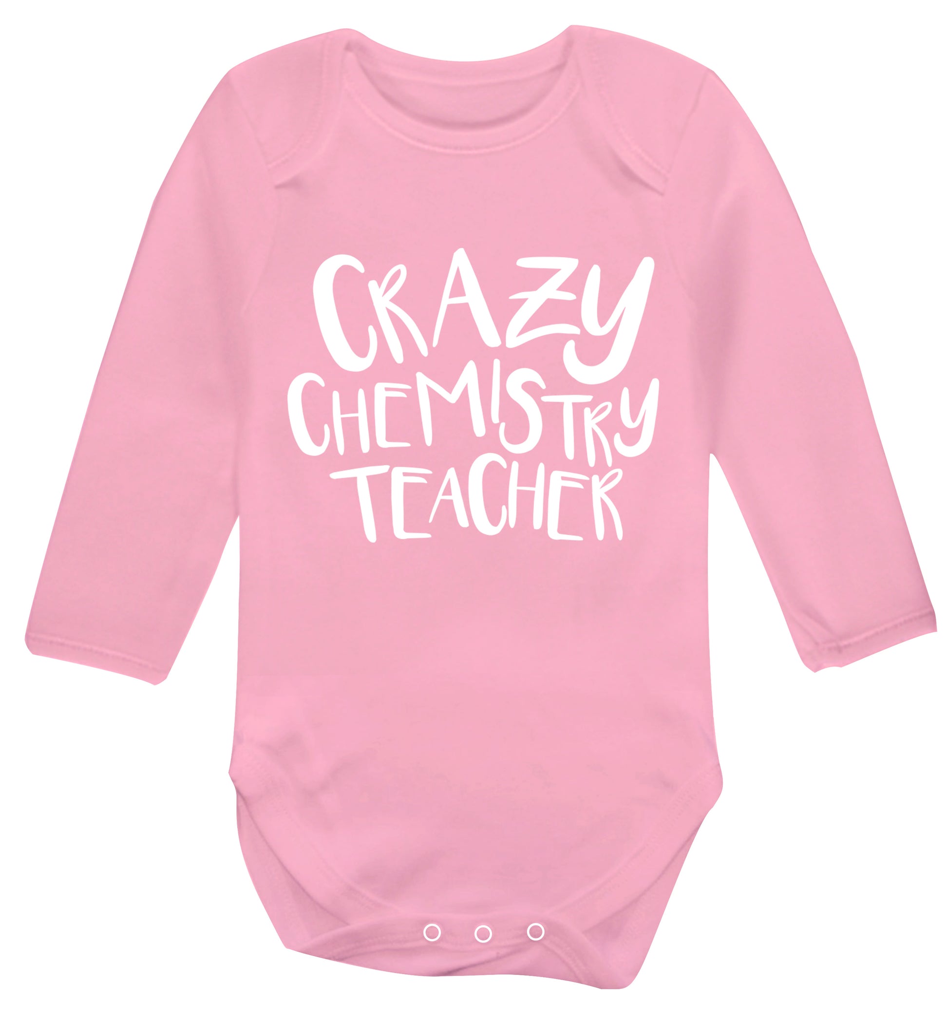 Crazy chemistry teacher Baby Vest long sleeved pale pink 6-12 months