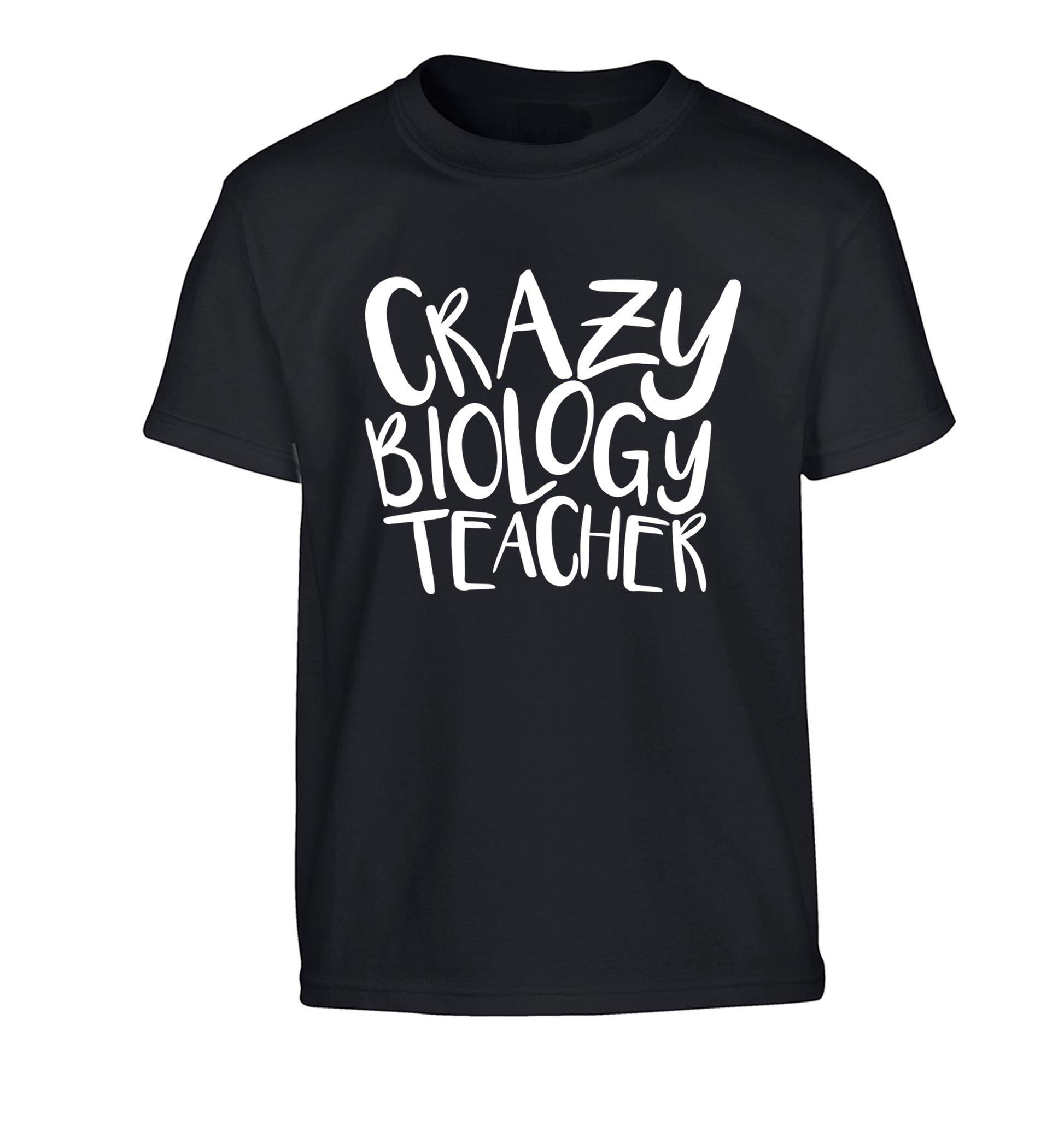 Crazy biology teacher Children's black Tshirt 12-13 Years