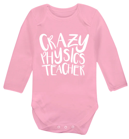 Crazy physics teacher Baby Vest long sleeved pale pink 6-12 months