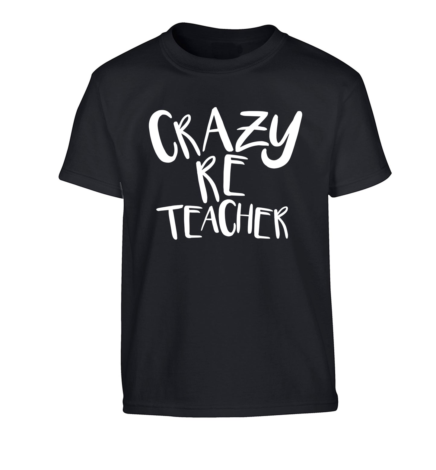 Crazy RE teacher Children's black Tshirt 12-13 Years