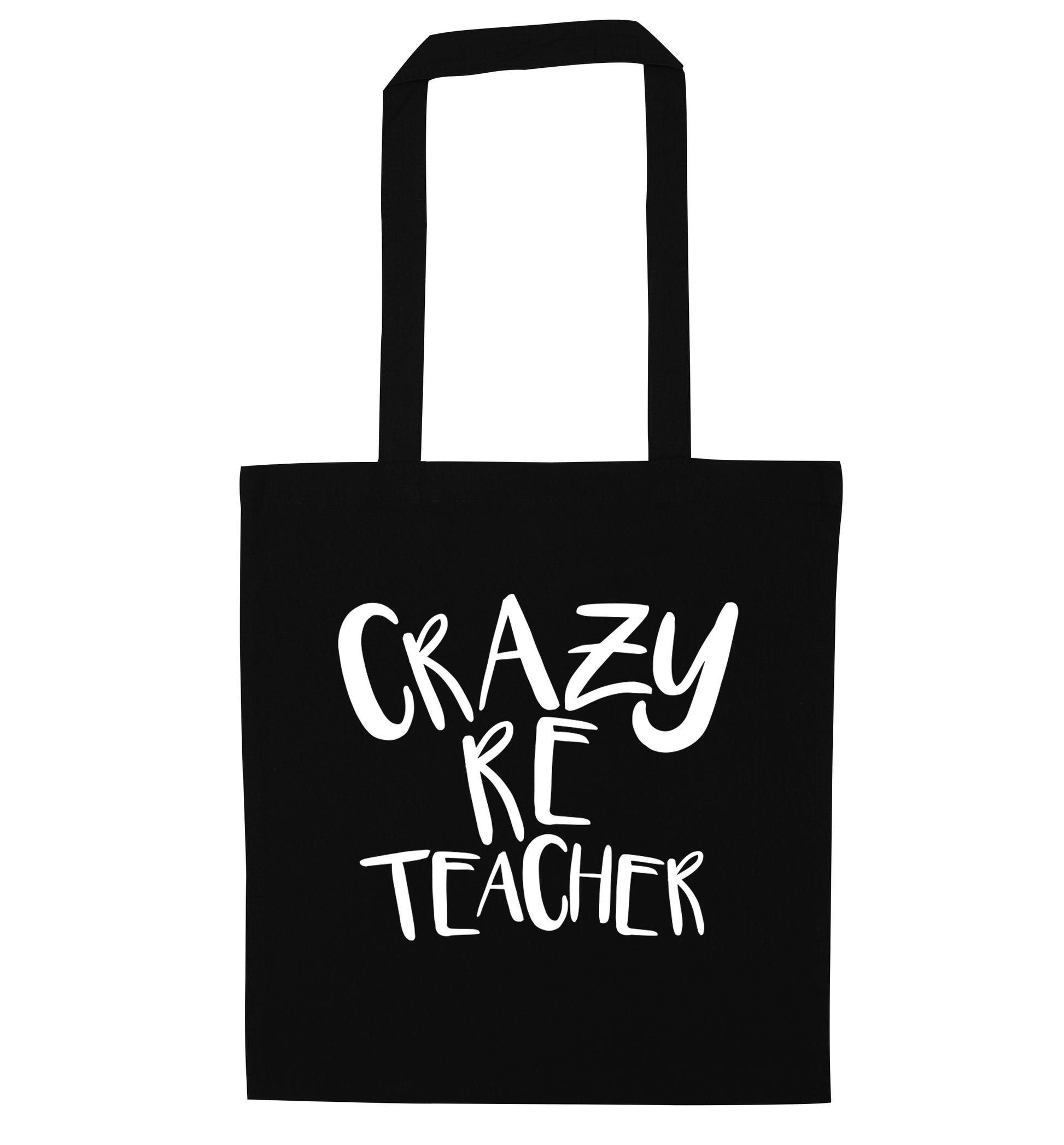 Crazy RE teacher black tote bag