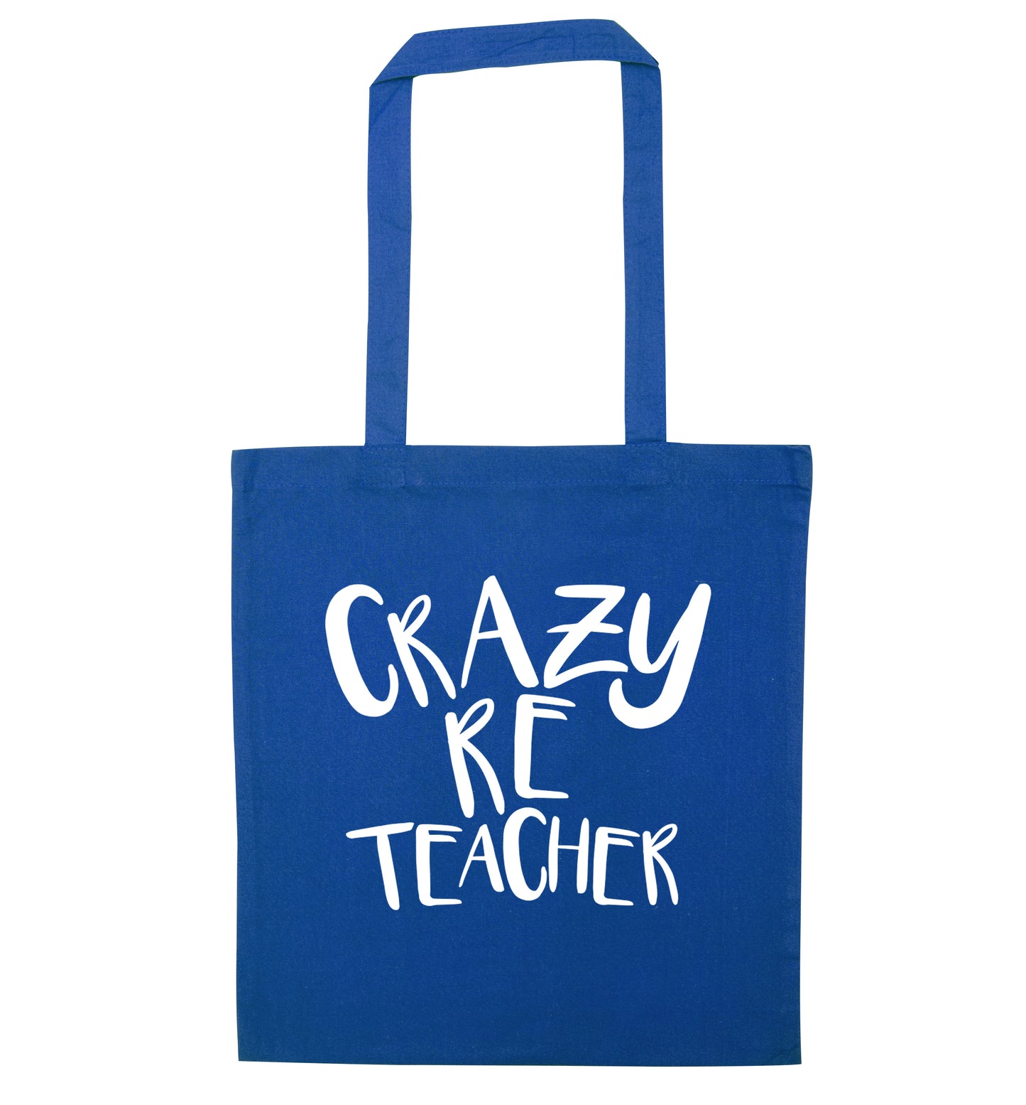 Crazy RE teacher blue tote bag