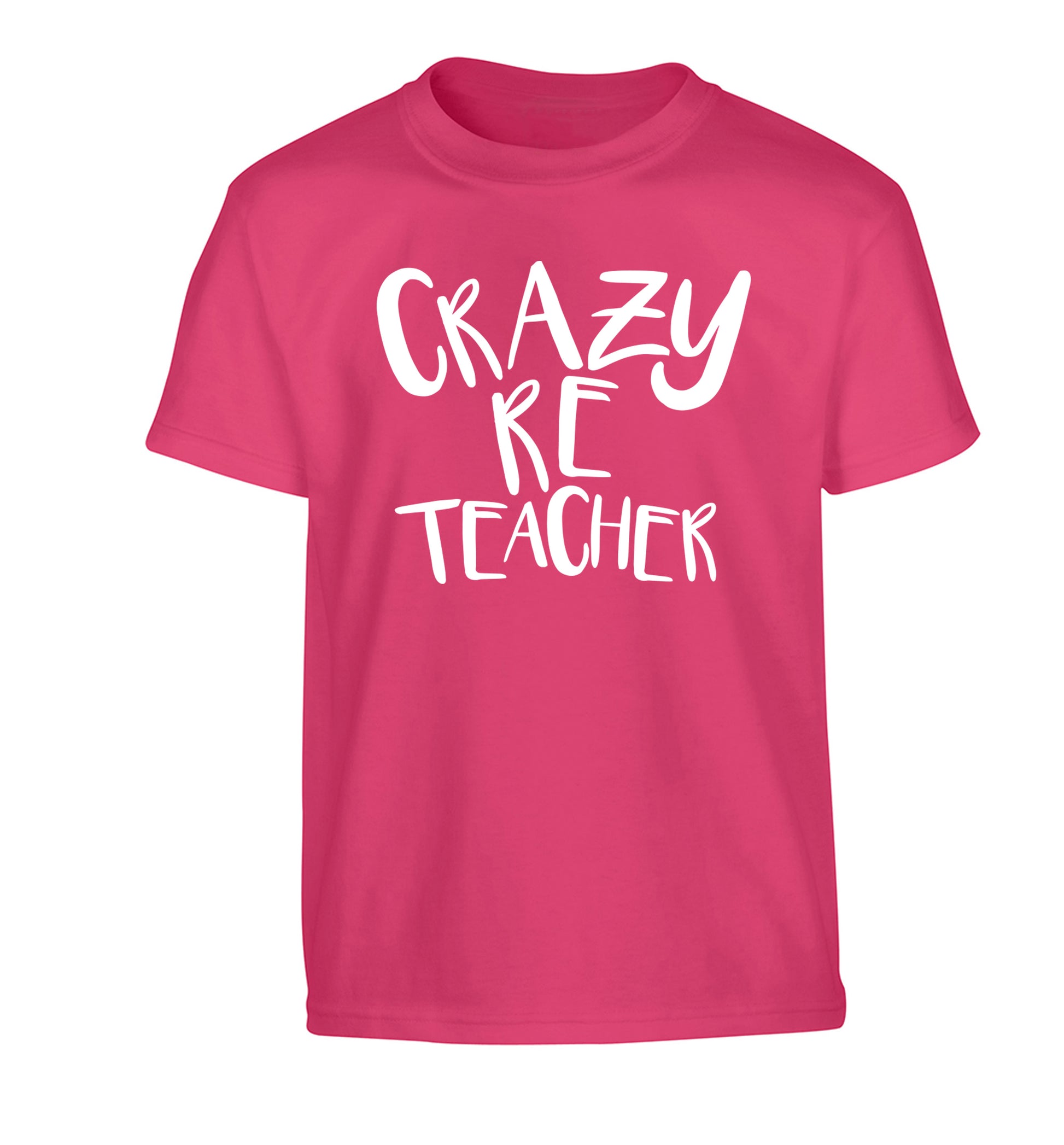 Crazy RE teacher Children's pink Tshirt 12-13 Years