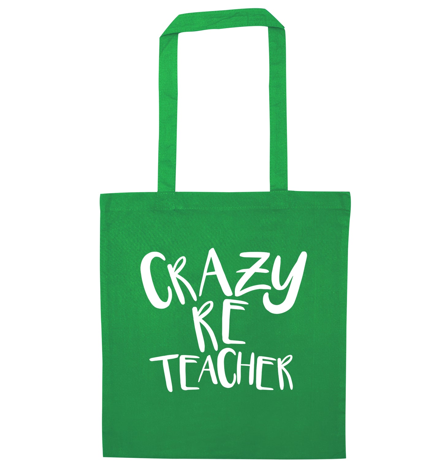 Crazy RE teacher green tote bag